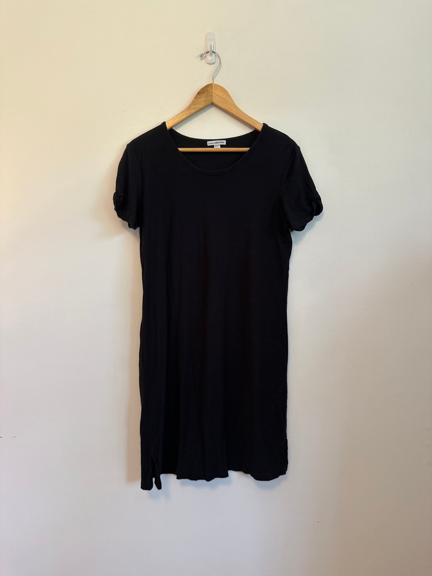 James Perse Standard Black Cotton Modal T-Shirt Dress | Size 3 (Large)