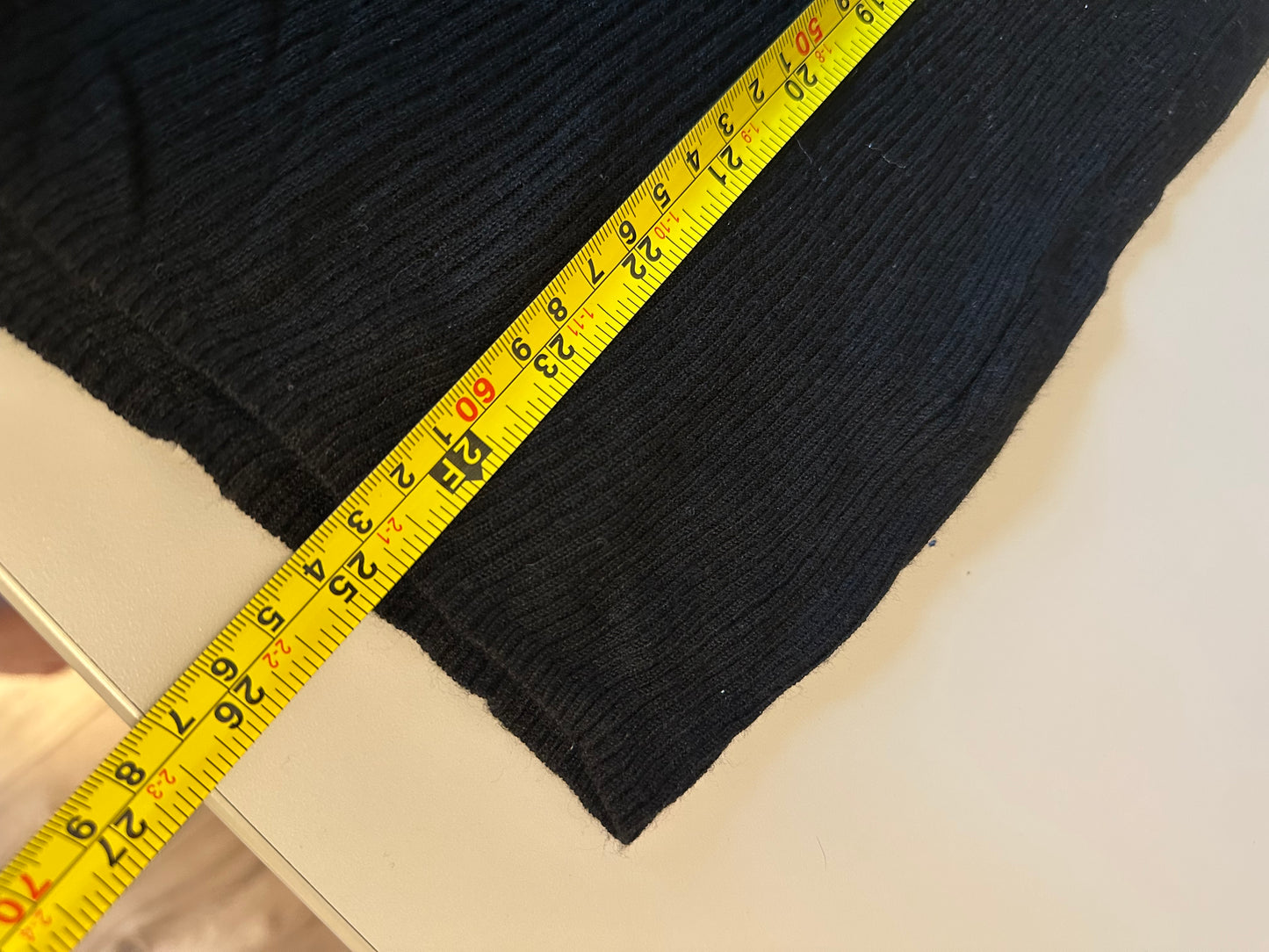 Madewell Black Ruffle Shoulder Ribbed Knit Long Sleeve Sweater | Size Large