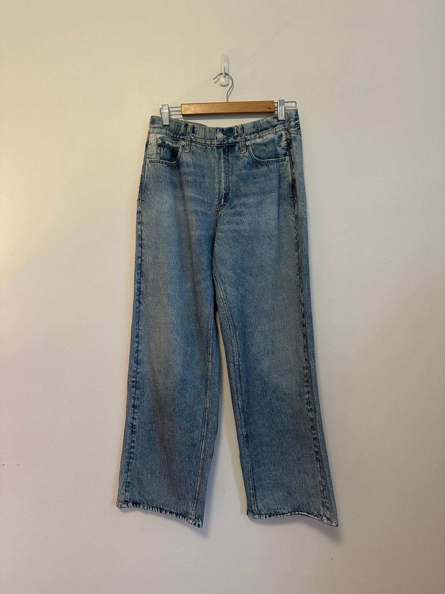 Rag & Bone Miramar Wide Leg Pull On Trompe L'oeil Faux Denim Terry Pants | Medium
