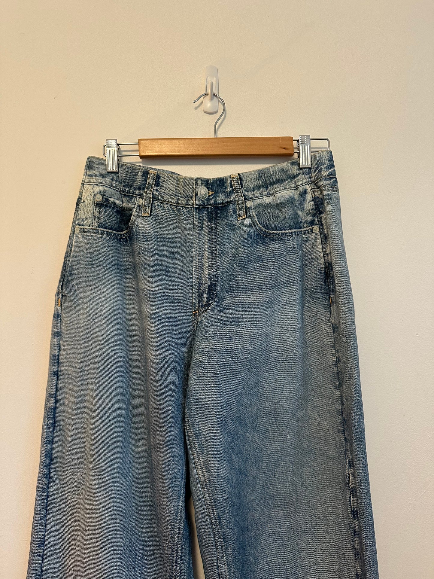 Rag & Bone Miramar Wide Leg Pull On Trompe L'oeil Faux Denim Terry Pants | Medium
