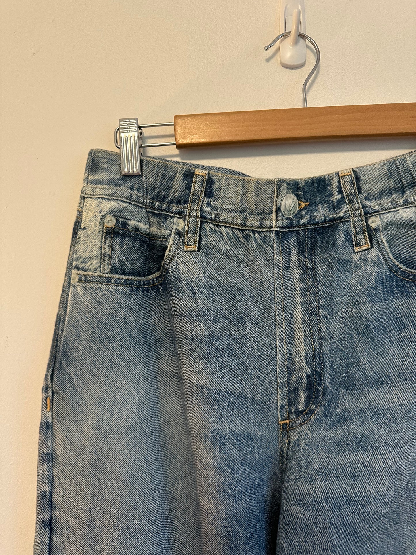 Rag & Bone Miramar Wide Leg Pull On Trompe L'oeil Faux Denim Terry Pants | Medium