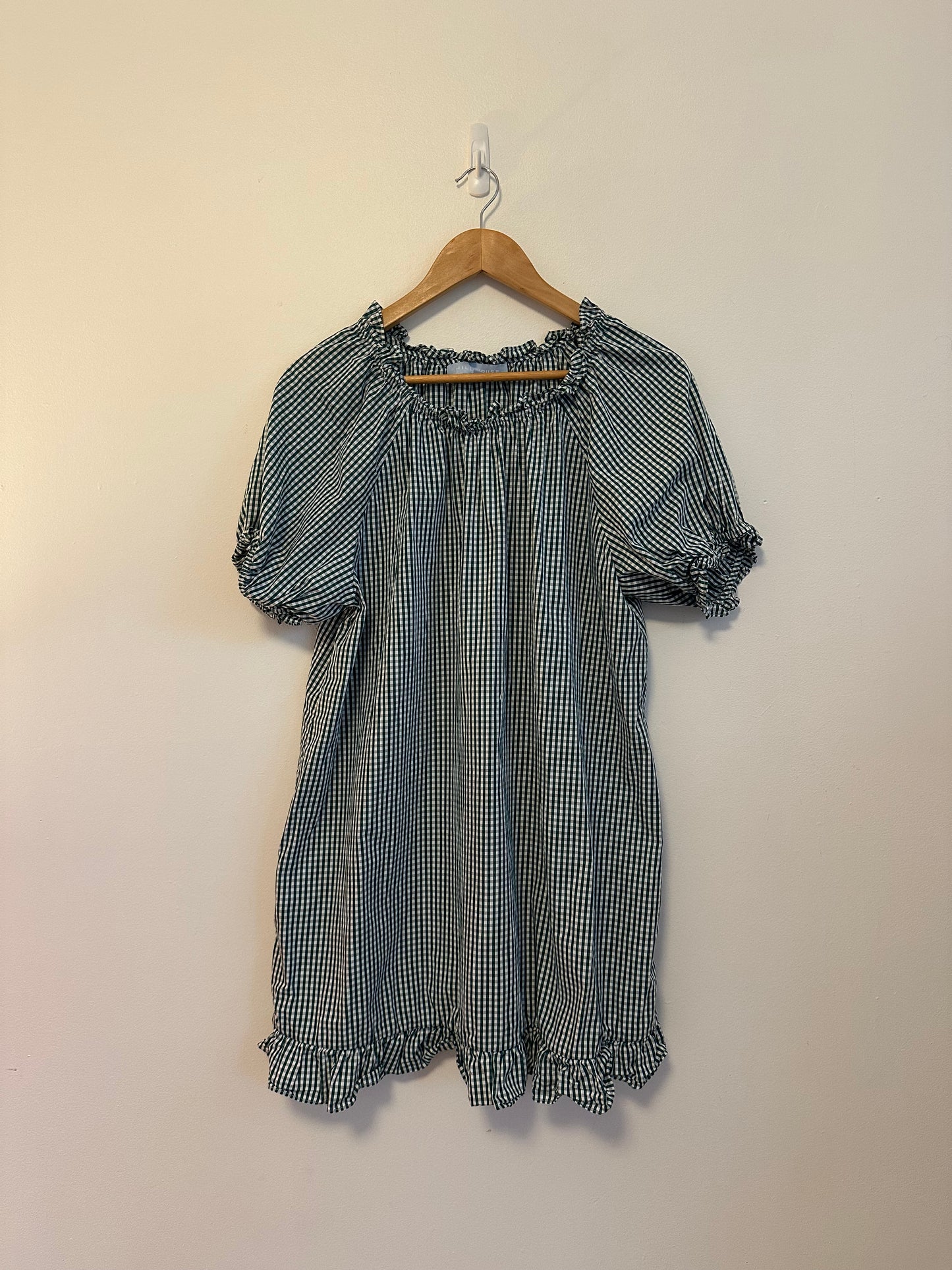 Hill House Home Athena Nap Dress in Cotton Green Gingham | Size XL