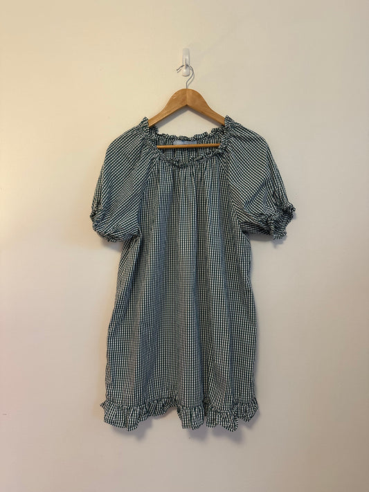 Hill House Home Athena Nap Dress in Cotton Green Gingham | Size XL
