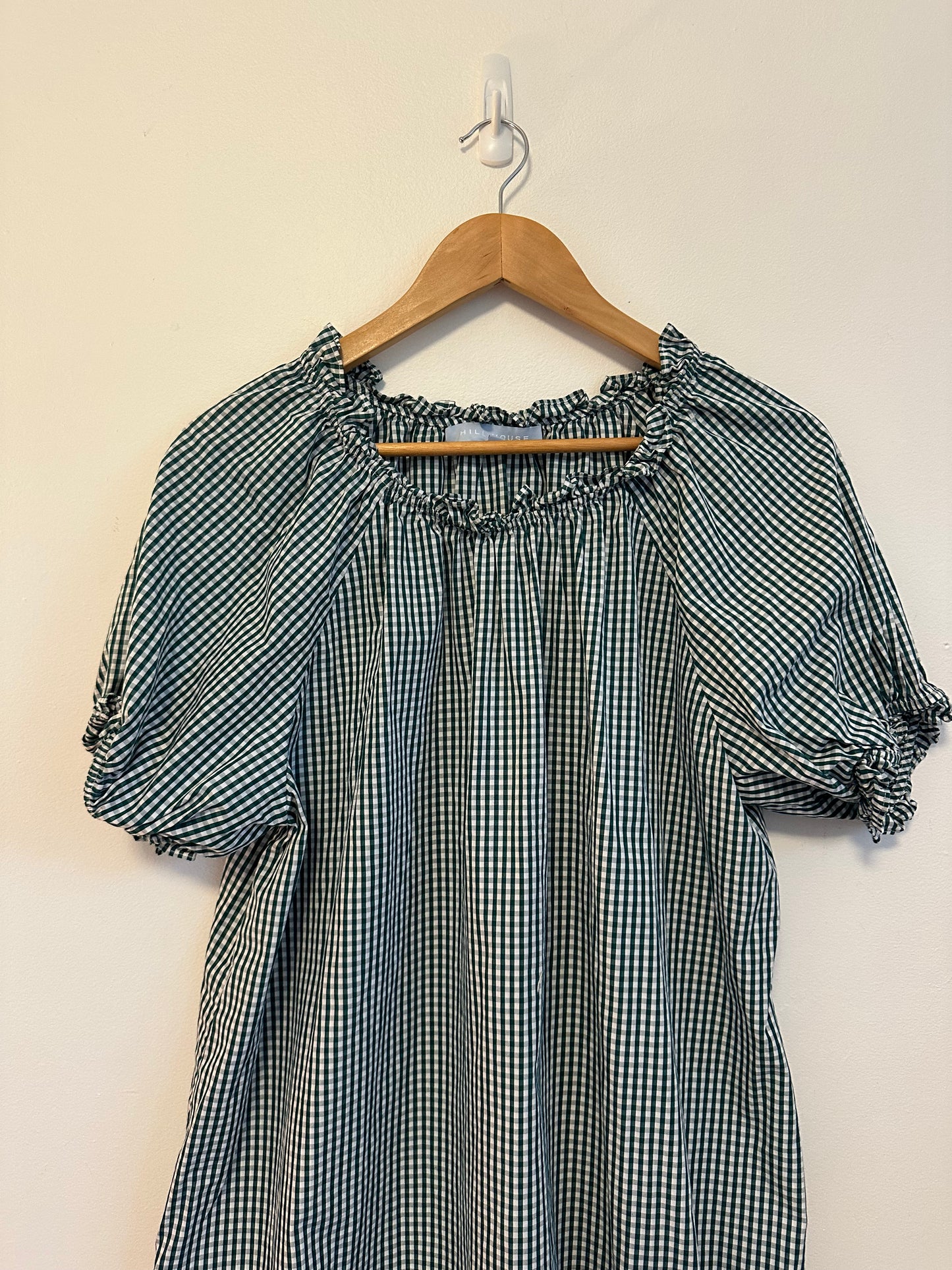 Hill House Home Athena Nap Dress in Cotton Green Gingham | Size XL