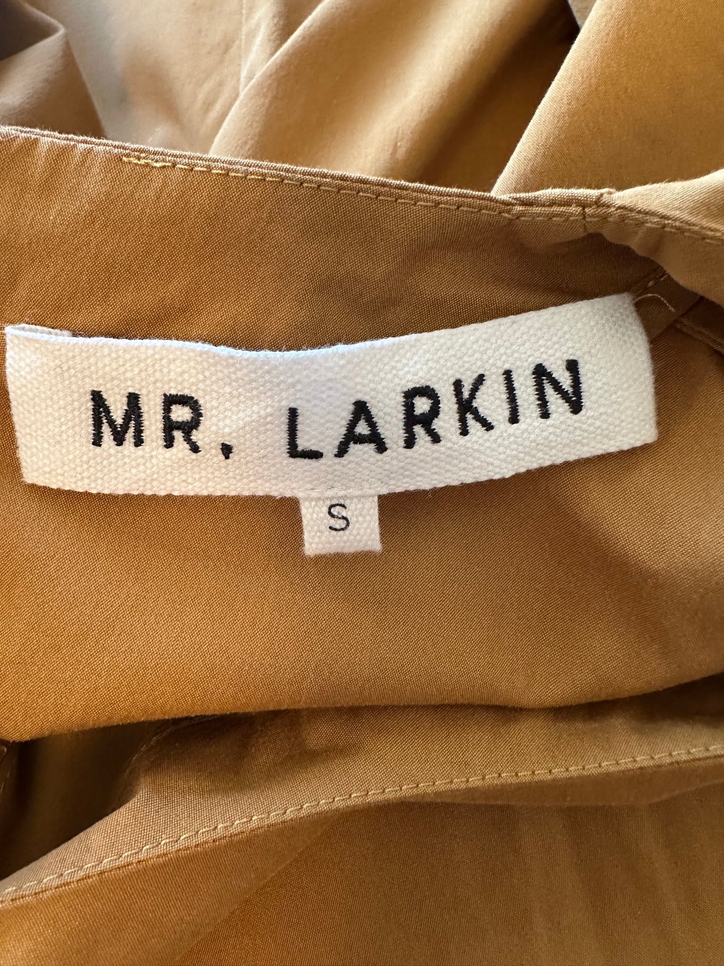 Mr Larkin Puff Sleeve Cotton Dress in Sierra Tan | Size Small