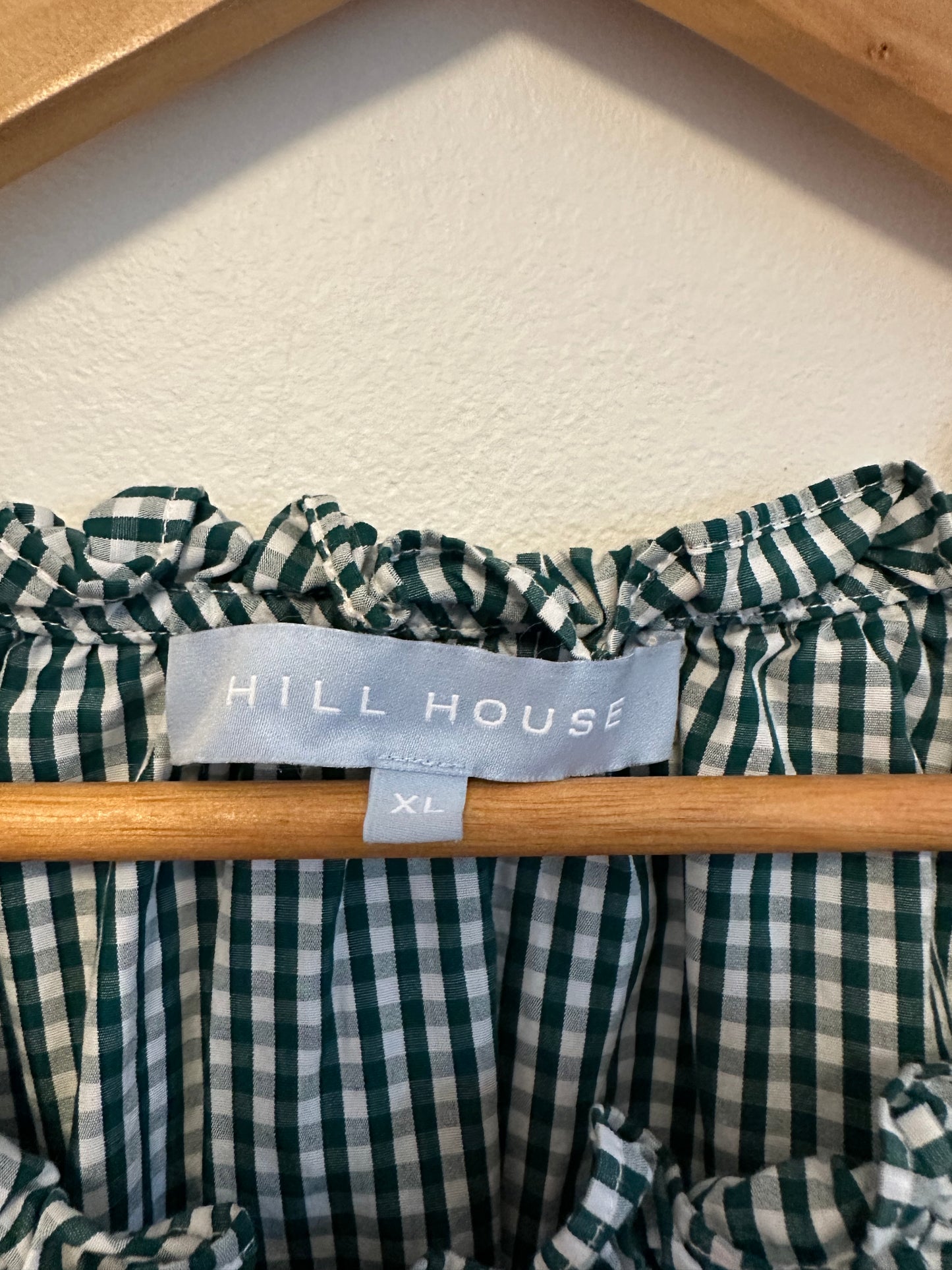 Hill House Home Athena Nap Dress in Cotton Green Gingham | Size XL