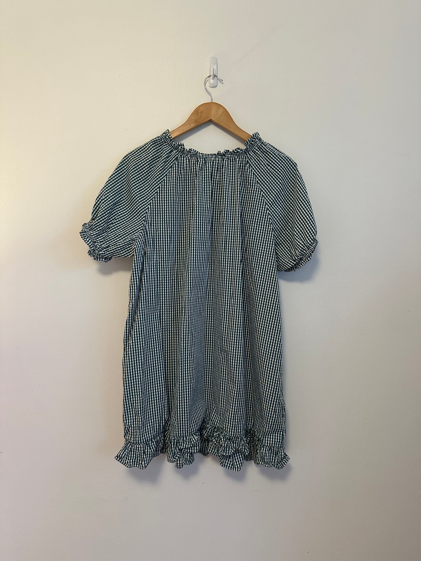 Hill House Home Athena Nap Dress in Cotton Green Gingham | Size XL