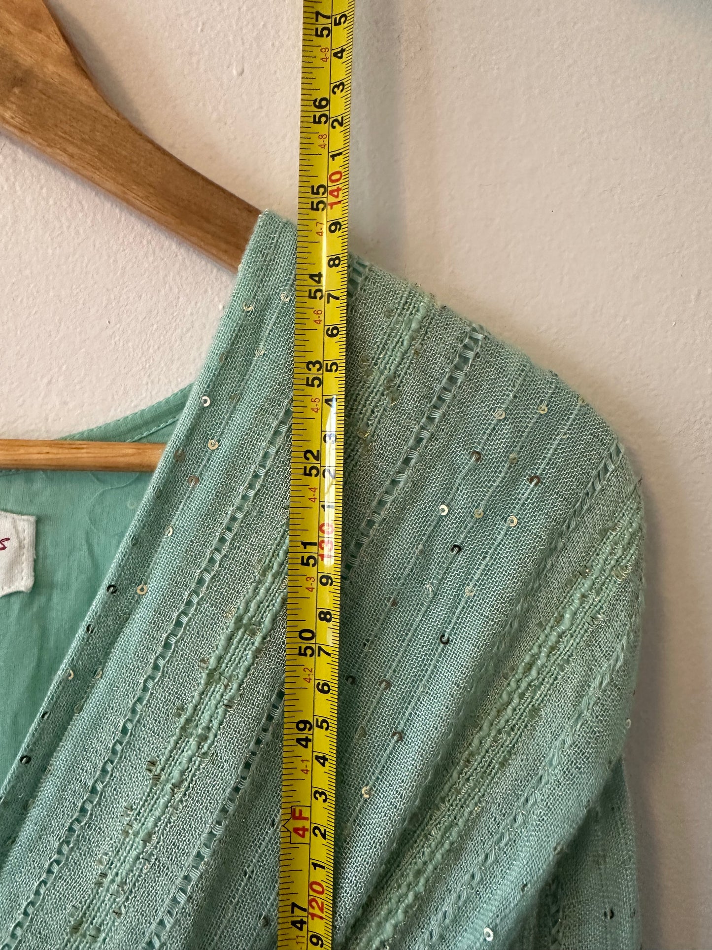 Sundress Mint Green Metallic Sequin Wrap Maxi Dress | Size XS/S