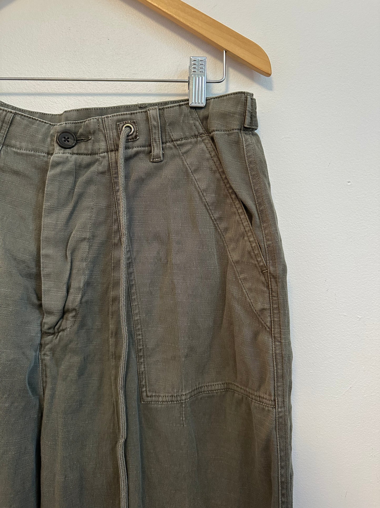 James Perse Oversized Military Pants in Olive Green | Size 26