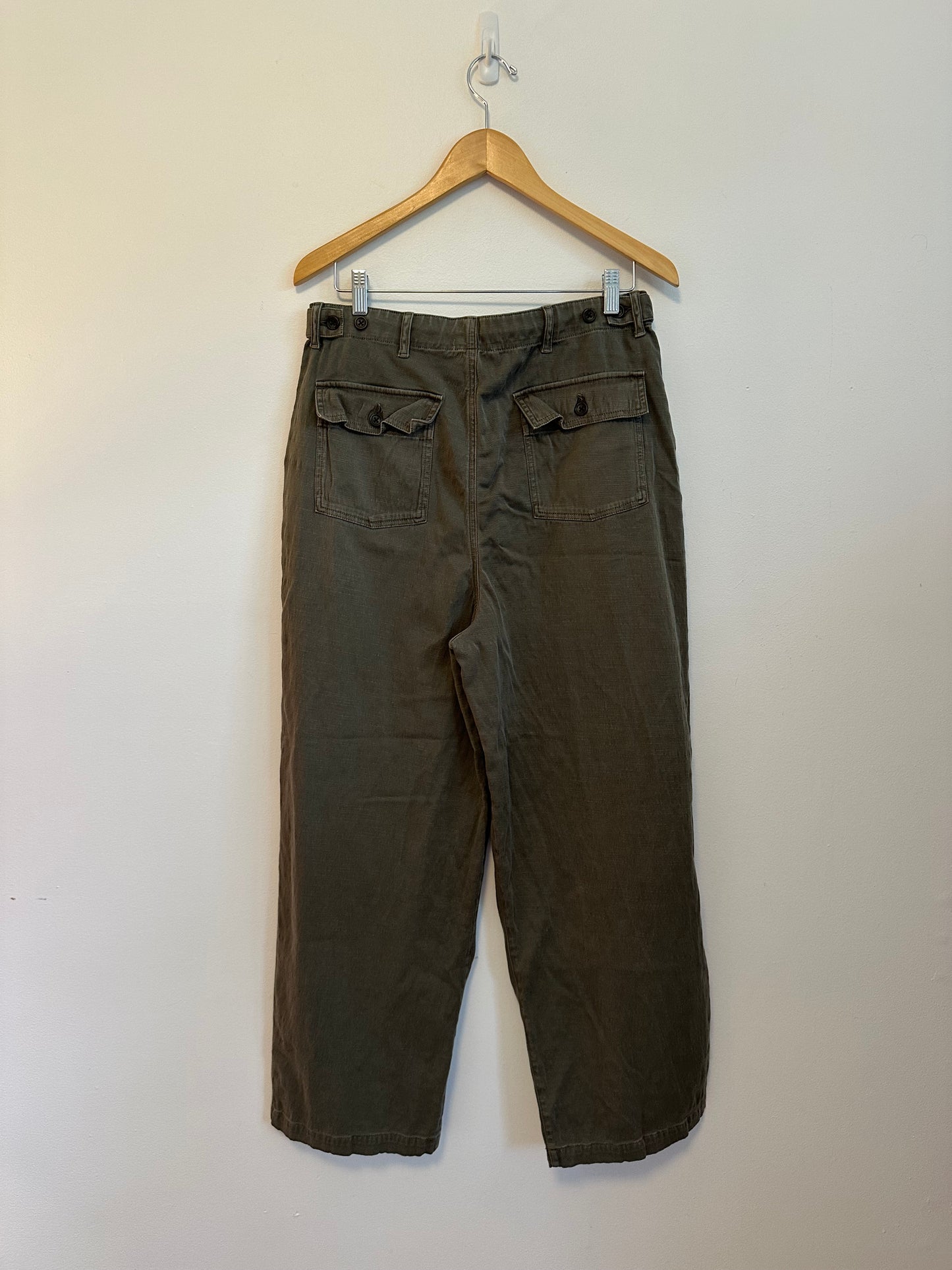 James Perse Oversized Military Pants in Olive Green | Size 26
