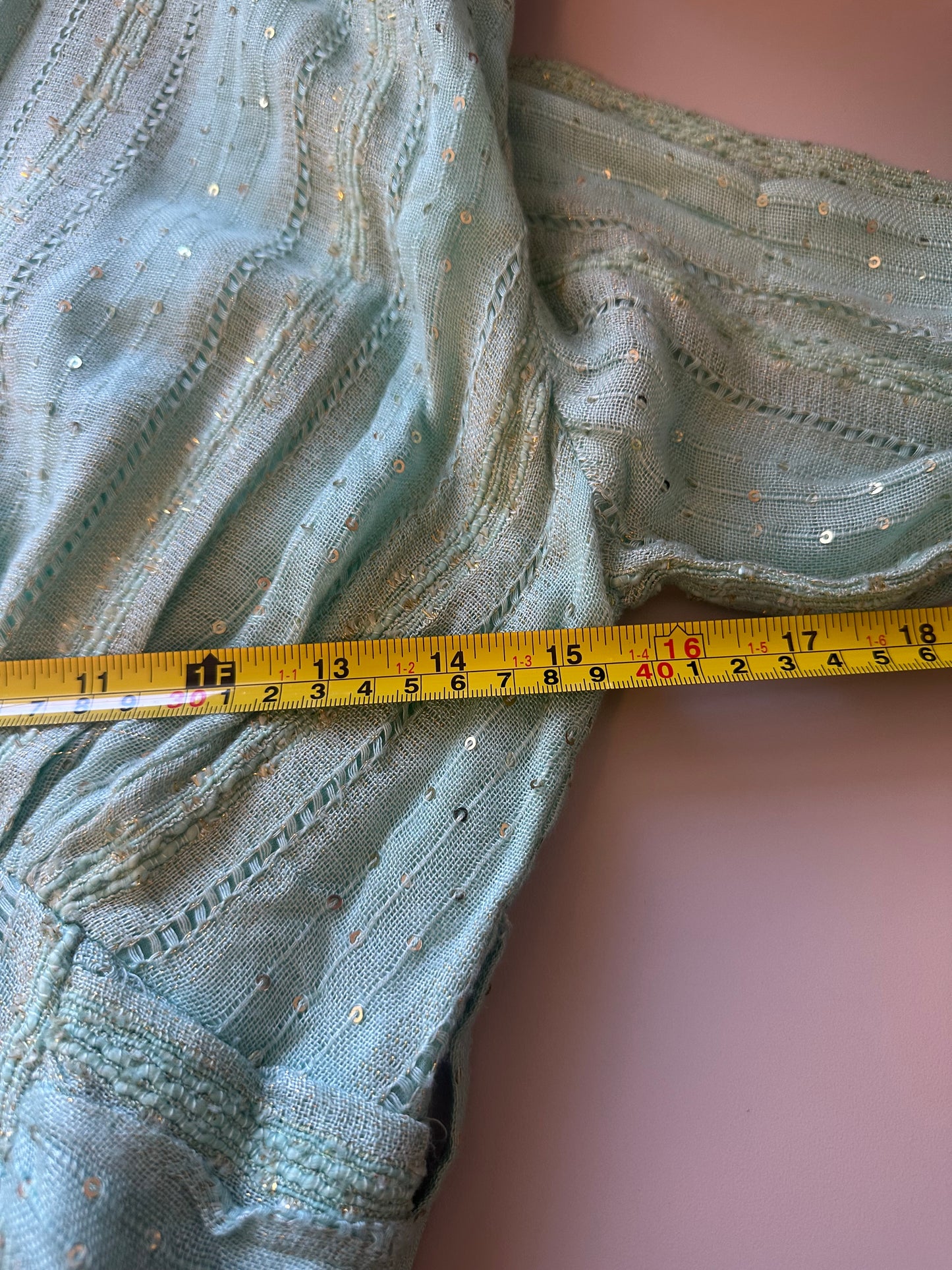 Sundress Mint Green Metallic Sequin Wrap Maxi Dress | Size XS/S
