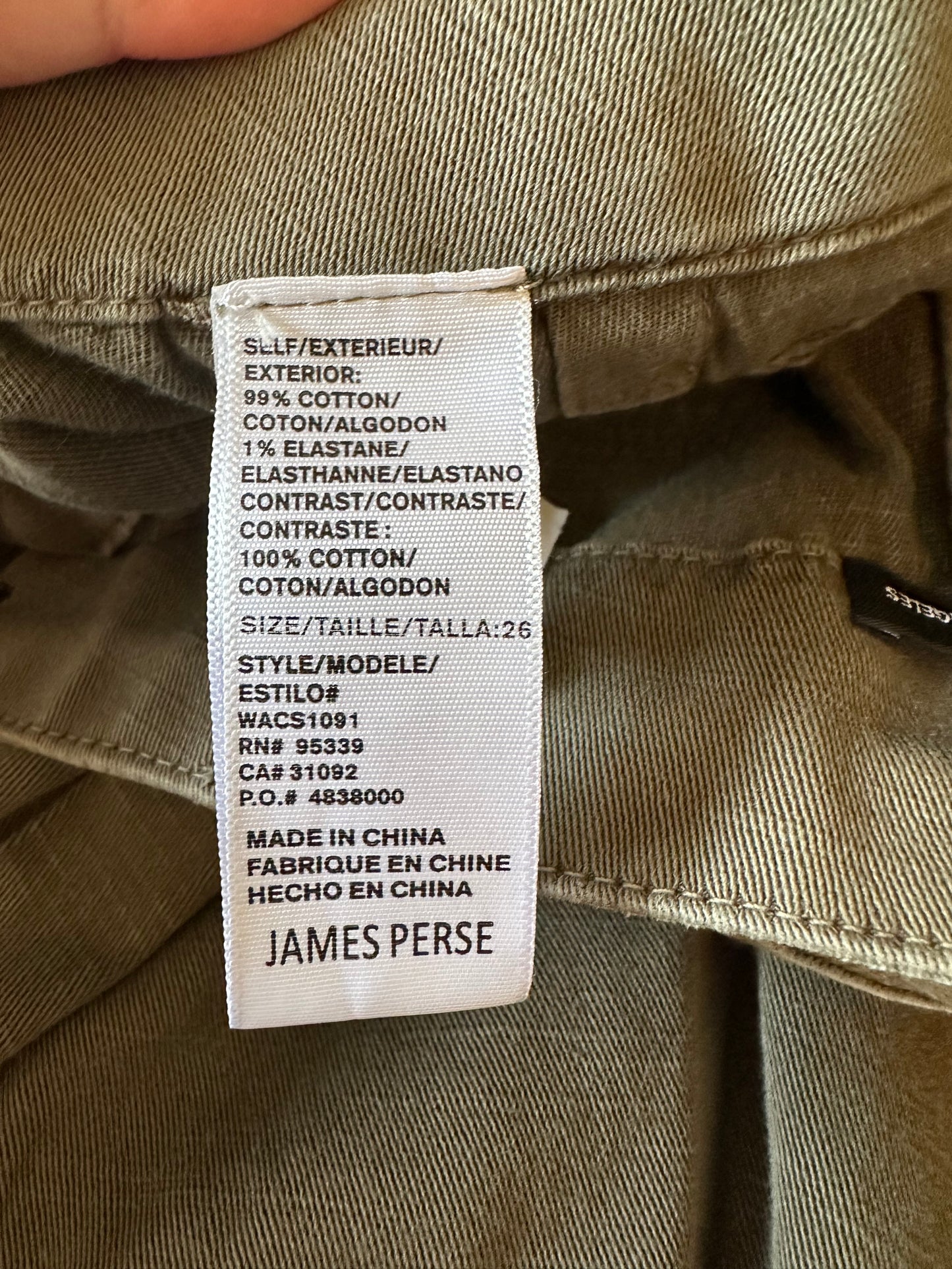 James Perse Oversized Military Pants in Olive Green | Size 26