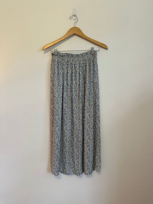 Old Navy Blue Ditsy Floral Smocked Waist Rayon Midi Skirt | Size Small
