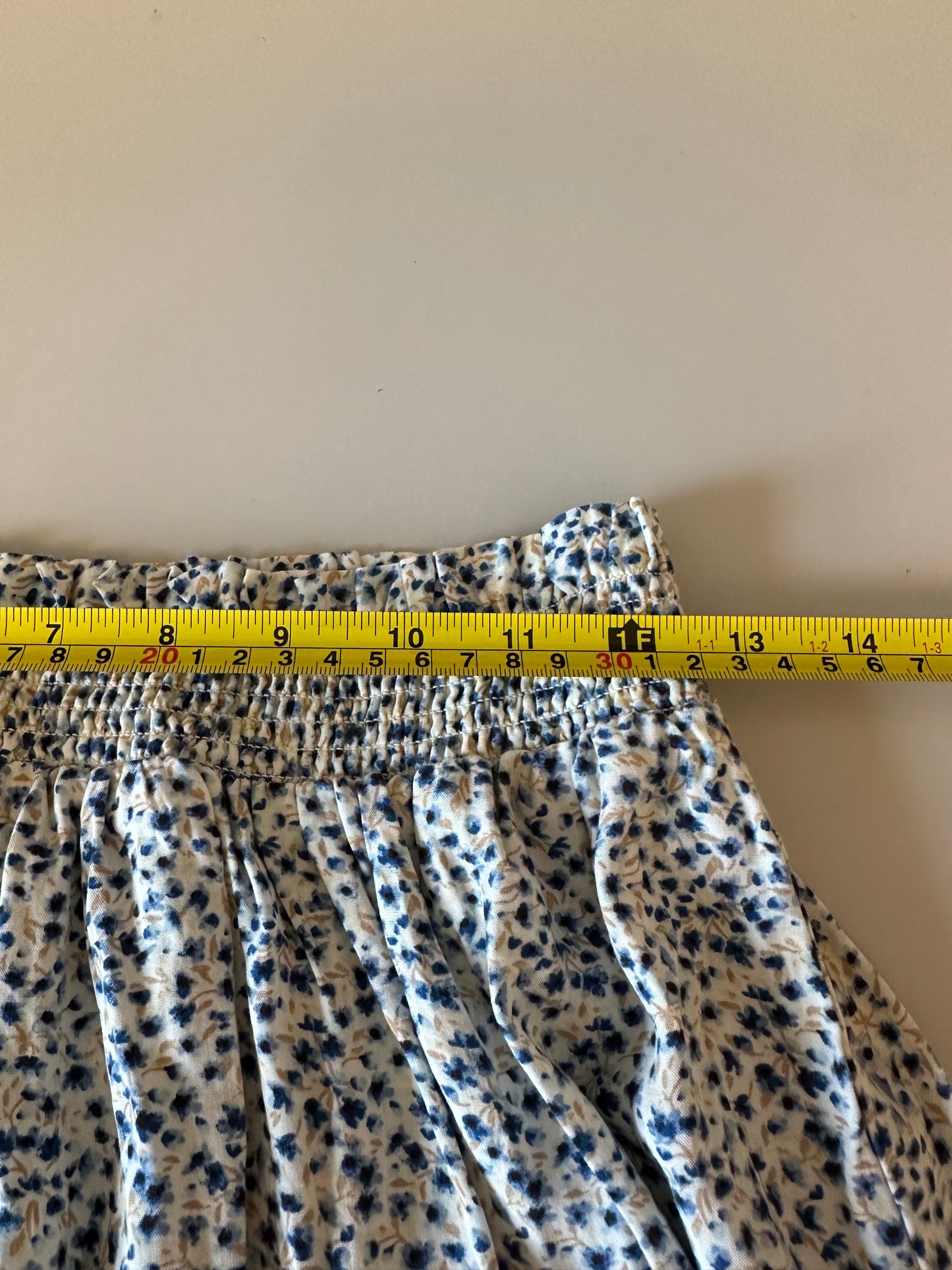 Old Navy Blue Ditsy Floral Smocked Waist Rayon Midi Skirt | Size Small
