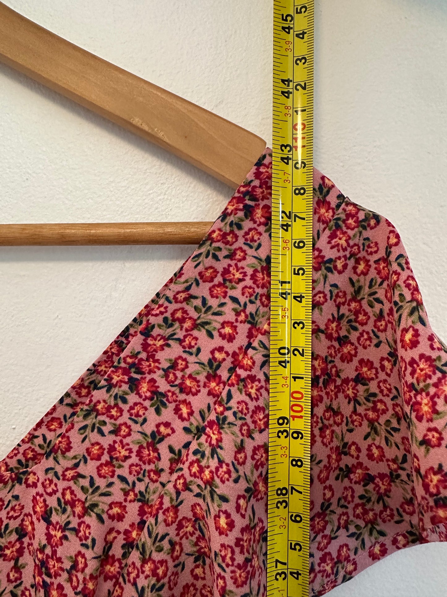 Monteau Los Angeles Pink Floral Ruffle Square Neck Dress | Size Large