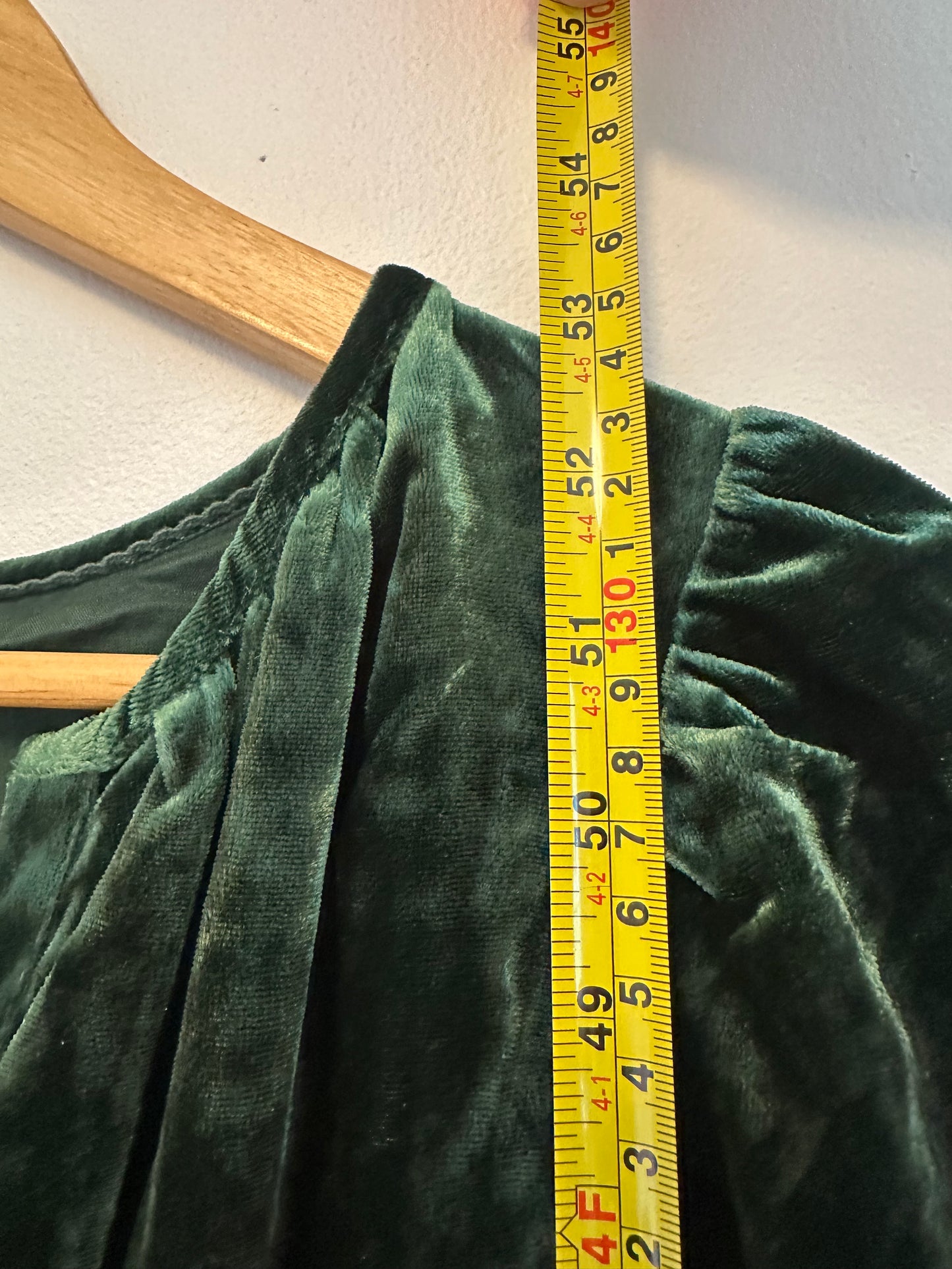 Anthropologie Green Crushed Velvet Smocked Maxi Dress | Size Medium