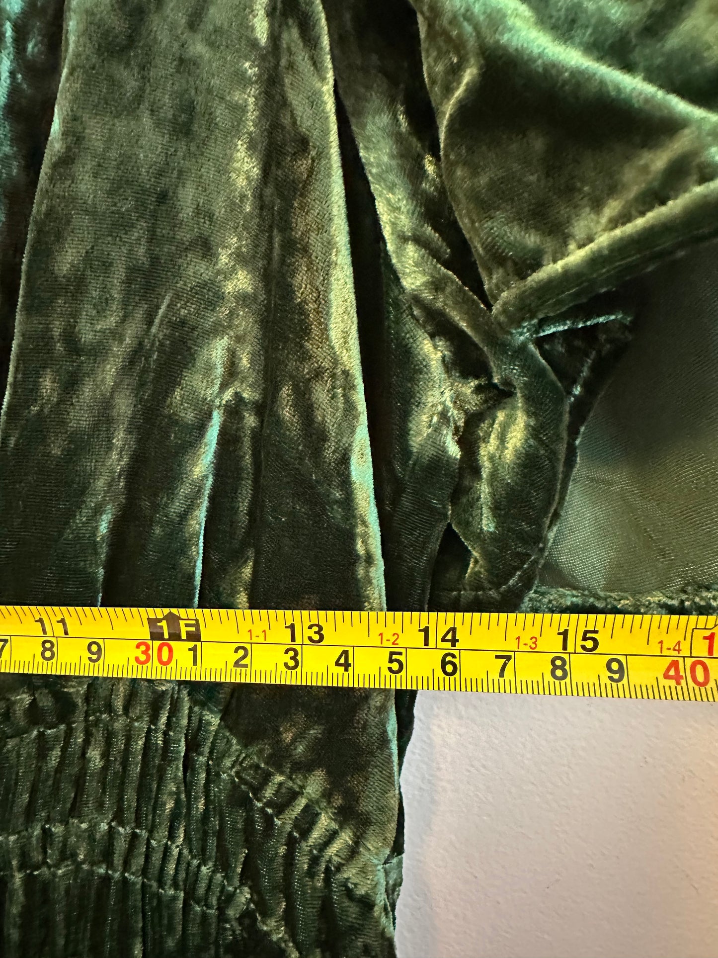 Anthropologie Green Crushed Velvet Smocked Maxi Dress | Size Medium