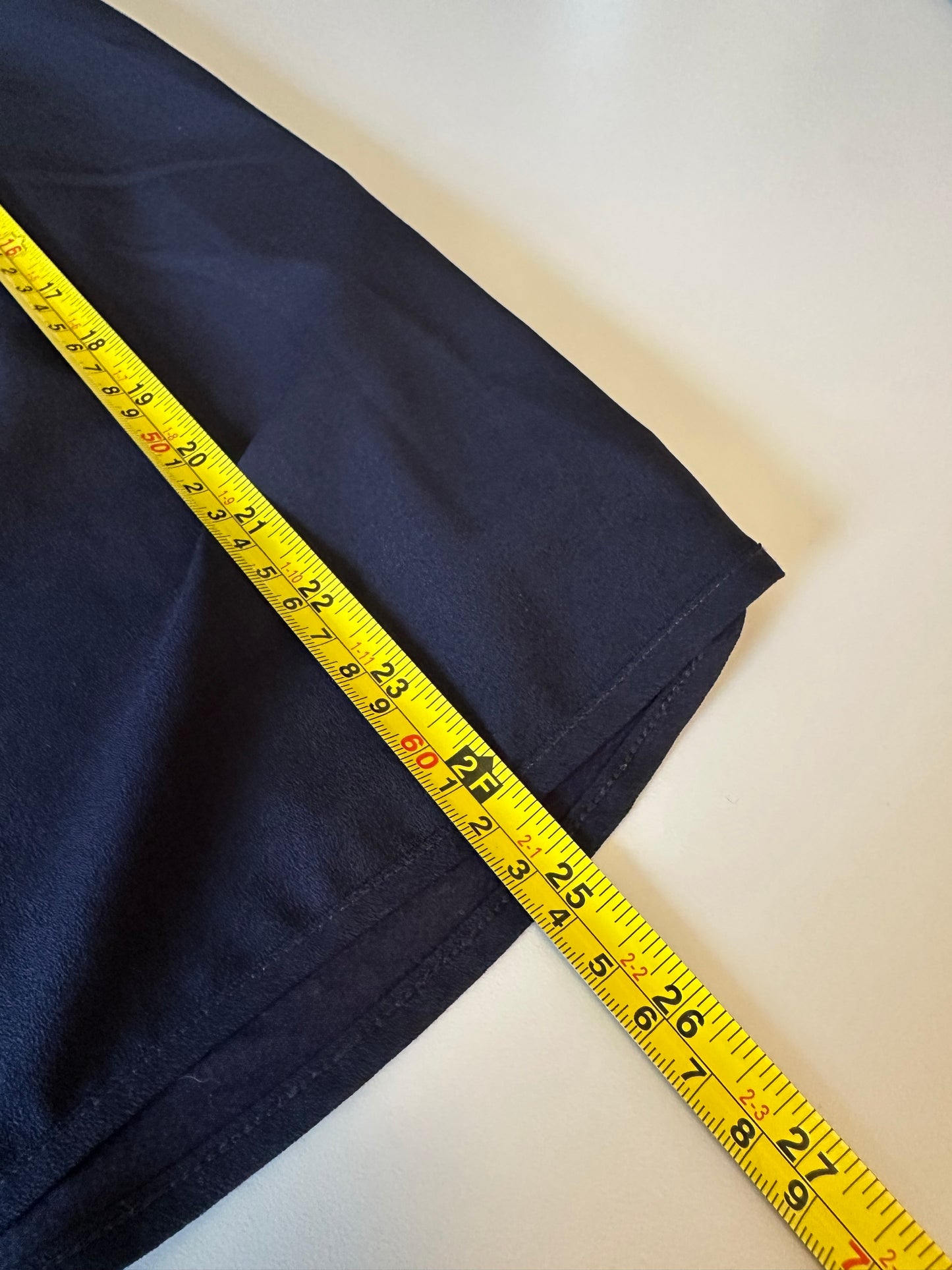 French Connection Navy Blue V-Neck Mixed Media Sleeveless Blouse | Size Medium