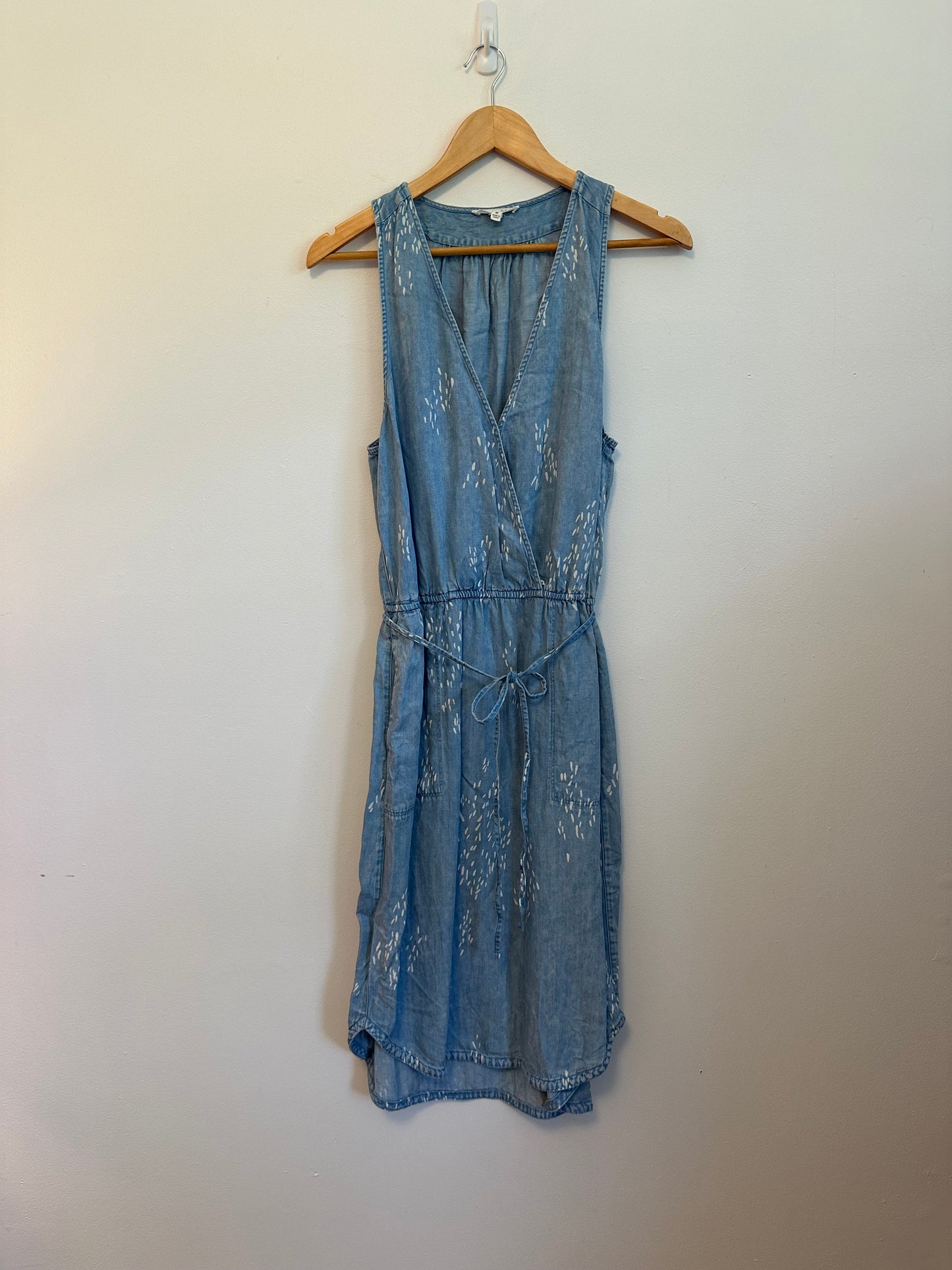 Splendid Blue Chambray Lyocell Linen Wrap Dress | Size Medium