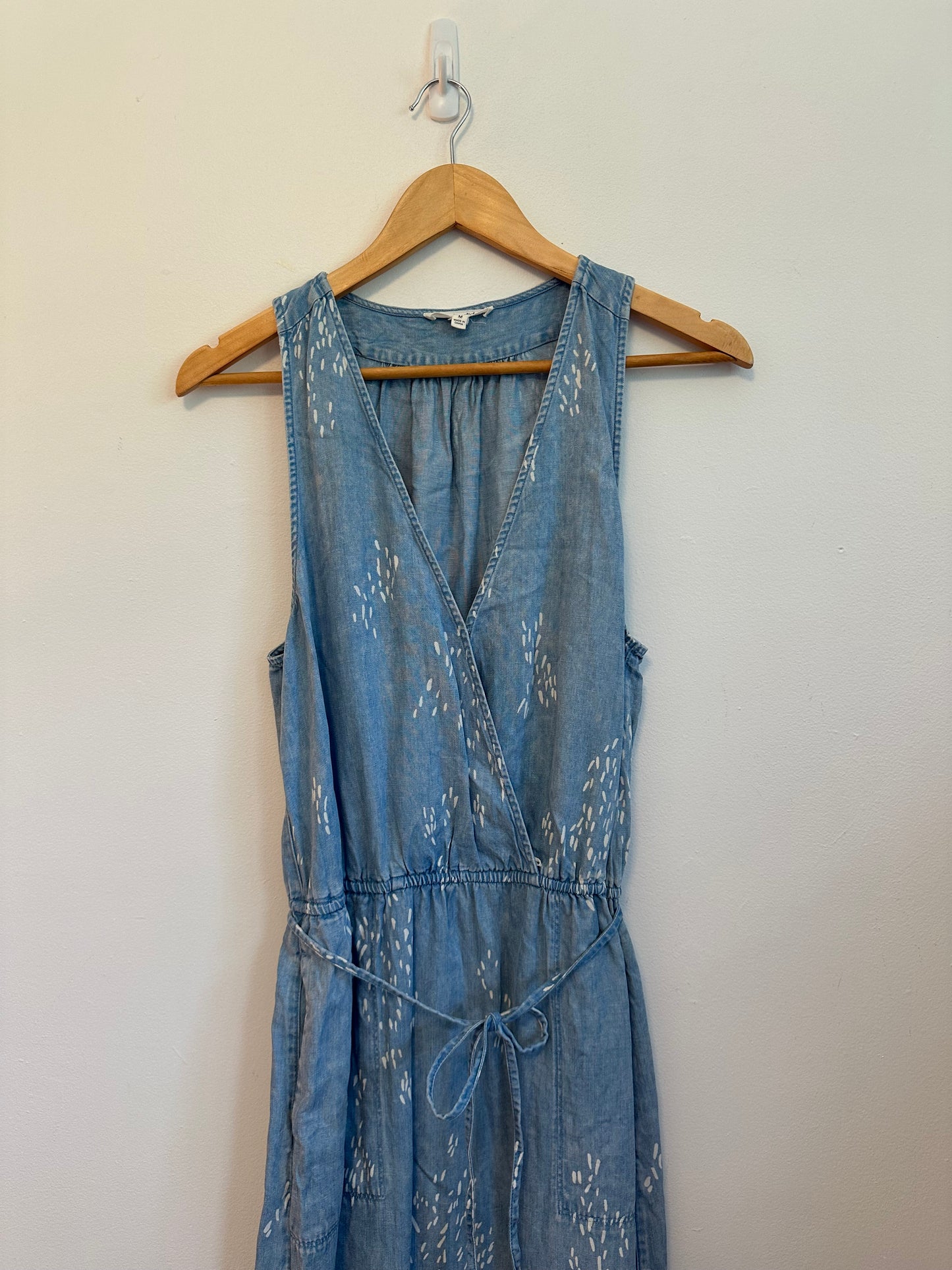 Splendid Blue Chambray Lyocell Linen Wrap Dress | Size Medium