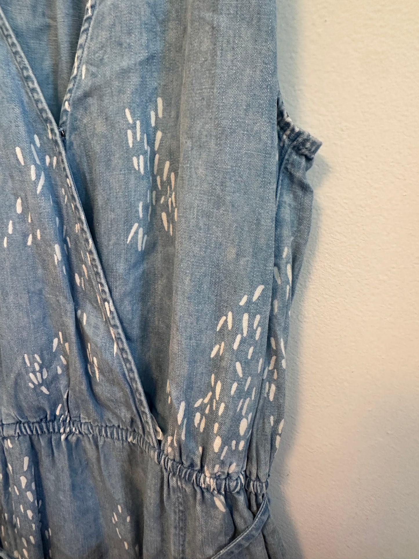 Splendid Blue Chambray Lyocell Linen Wrap Dress | Size Medium