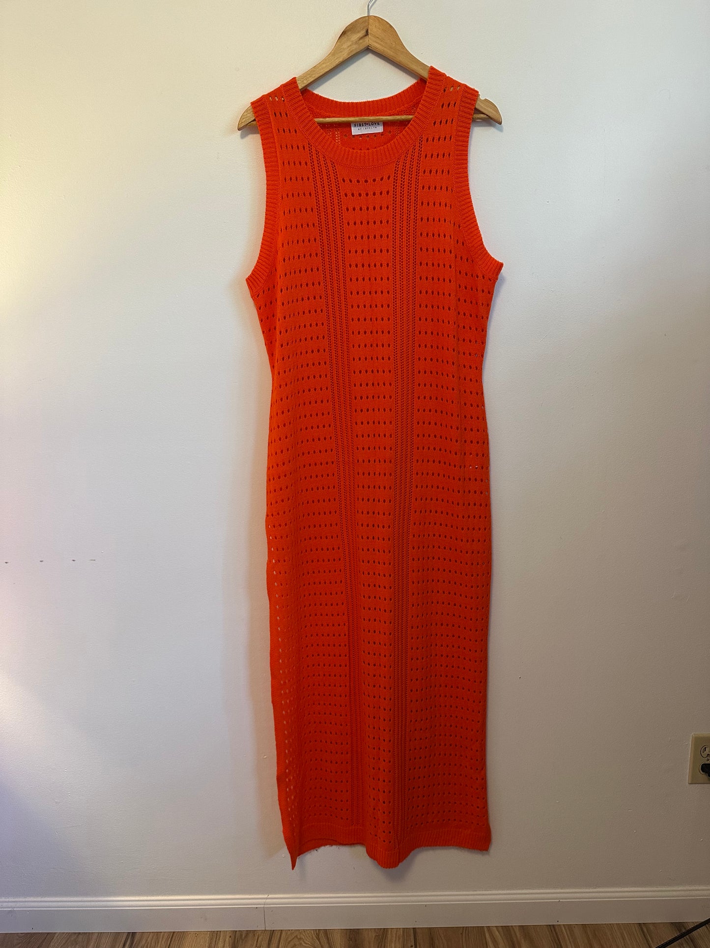 First Love by Lovelyn Orange Pointelle Knit Sleeveless Maxi Dress | Size 3X