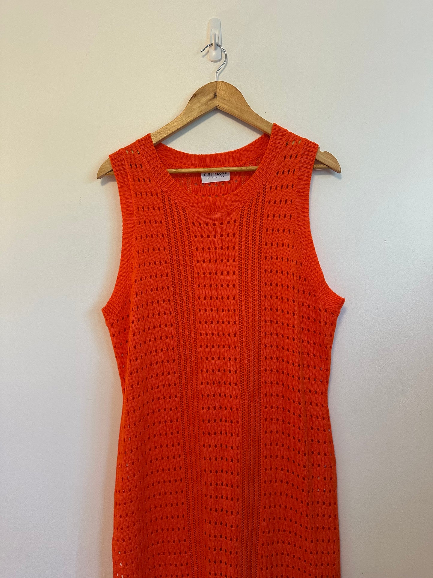 First Love by Lovelyn Orange Pointelle Knit Sleeveless Maxi Dress | Size 3X
