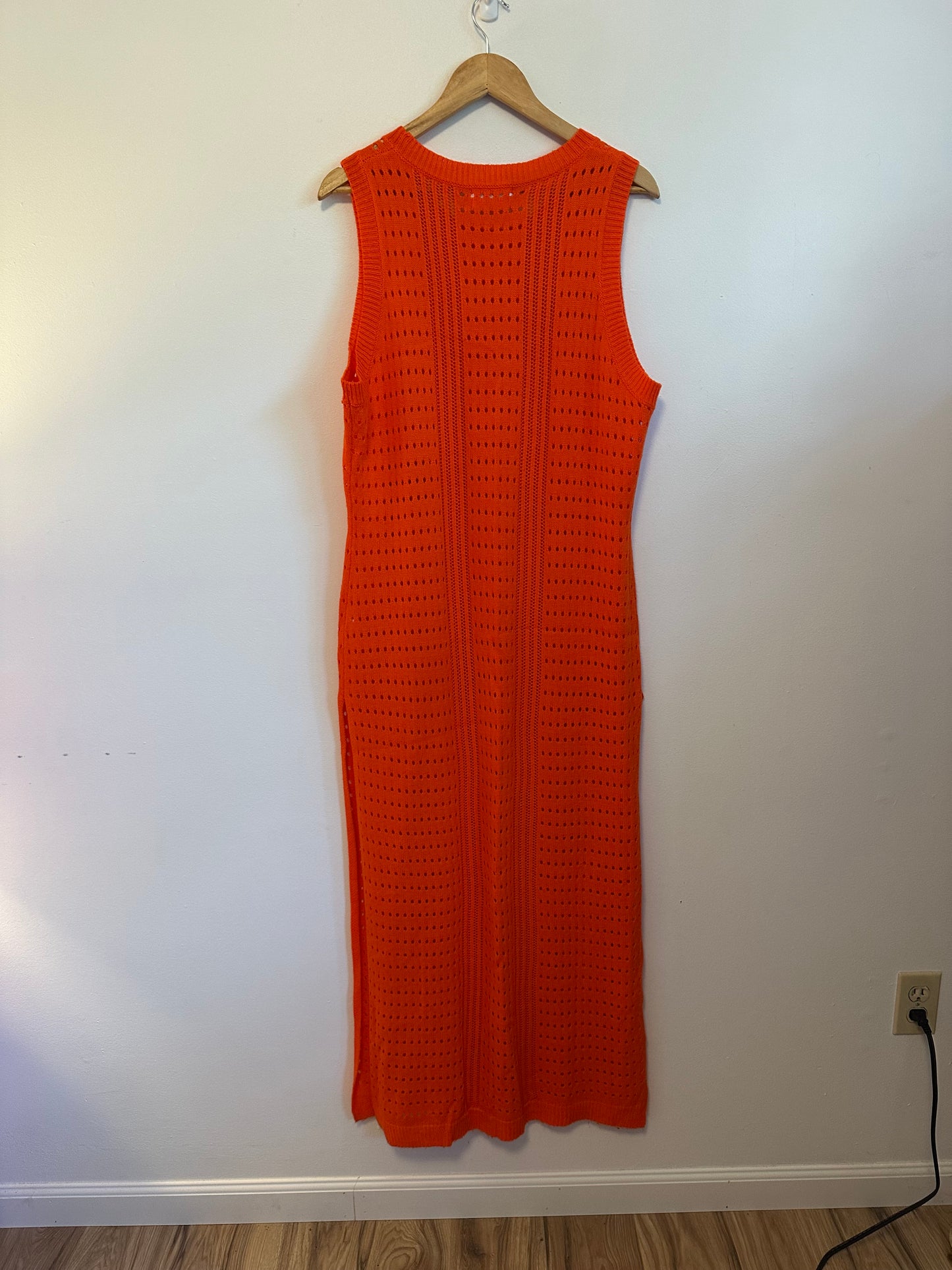 First Love by Lovelyn Orange Pointelle Knit Sleeveless Maxi Dress | Size 3X