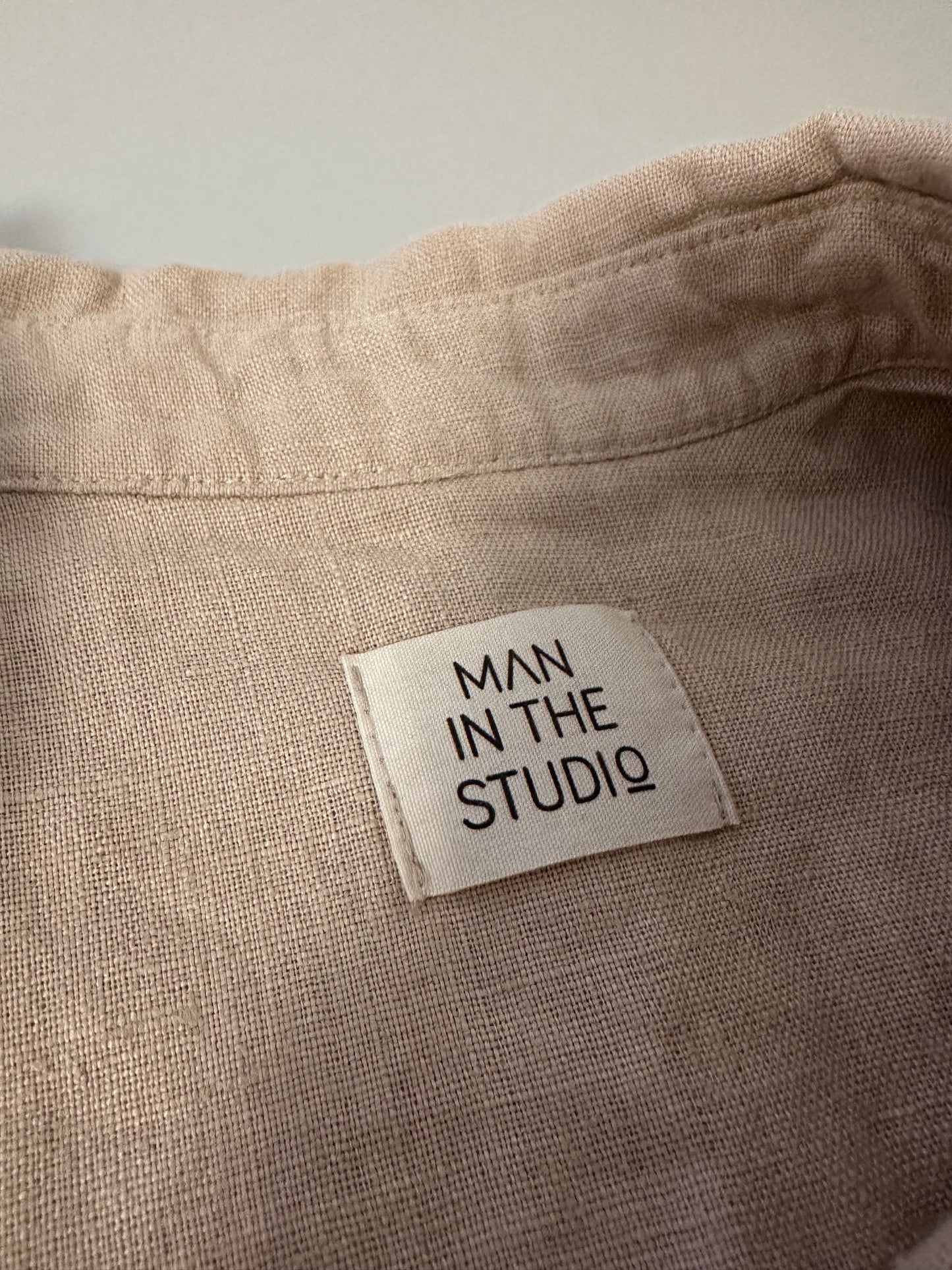 Man In The Studio Oversized Linen Tan Button Down Shirt