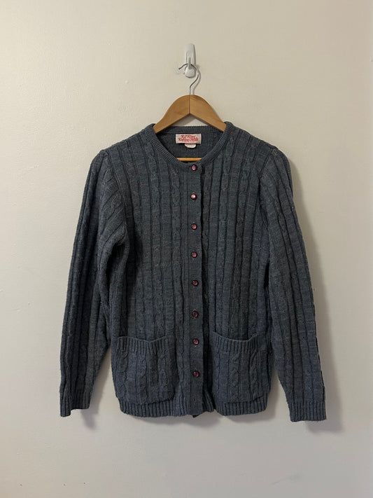 Fall River Knitting Mills Vintage Cable Knit Cardigan | Size Medium