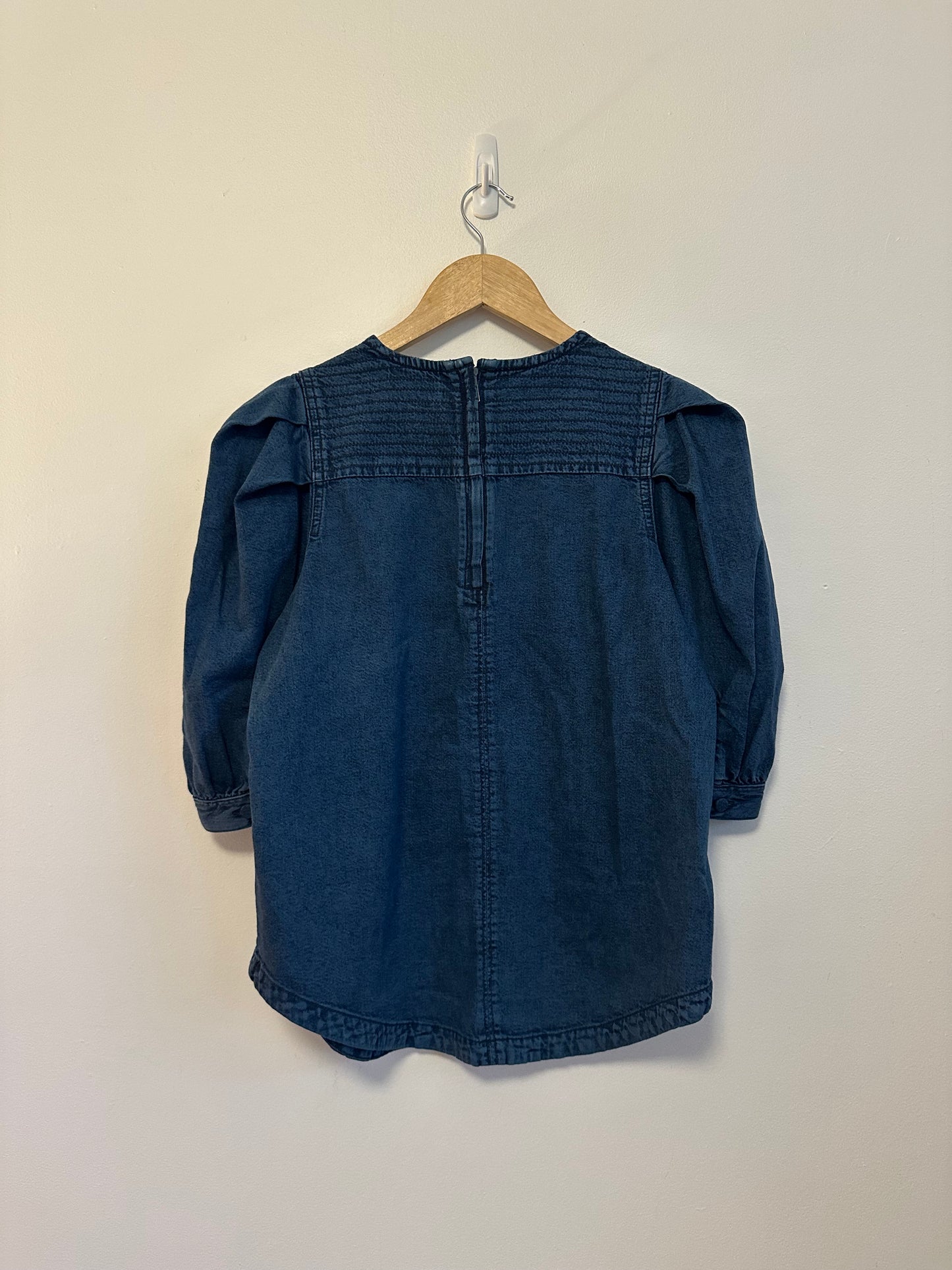 Joie Denim Puff Sleeve Blouse Pleated Shoulder Top | Size Medium