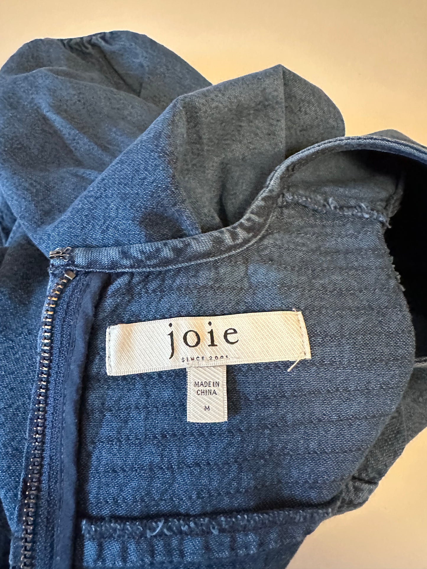 Joie Denim Puff Sleeve Blouse Pleated Shoulder Top | Size Medium
