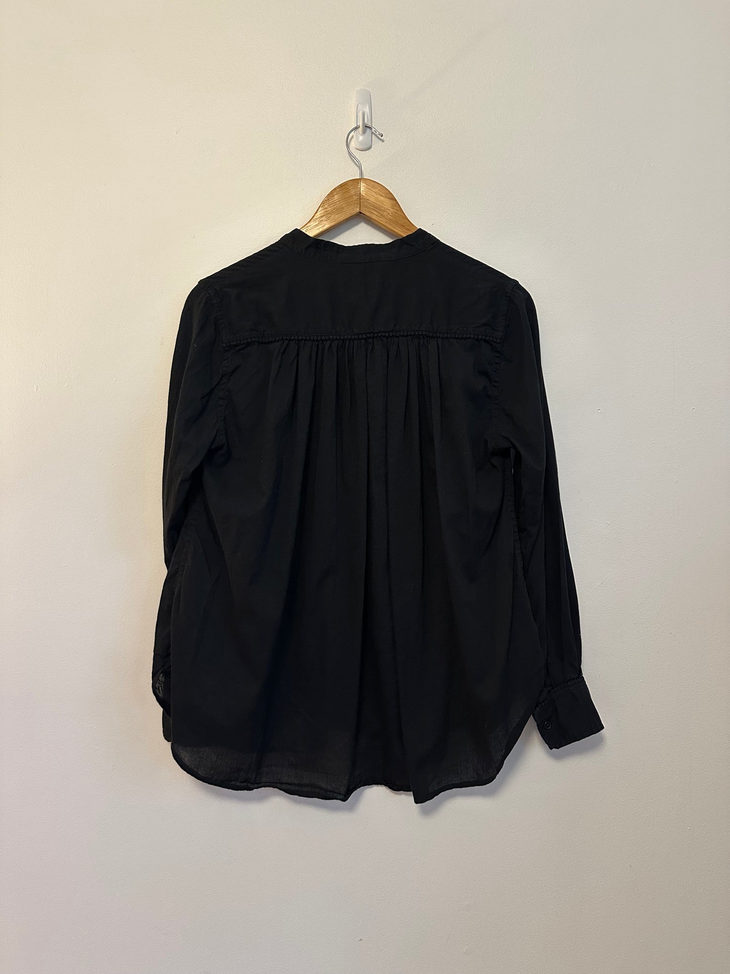 Nili Lotan Clarys Cotton Smocked Peasant Blouse in Black | Size Small