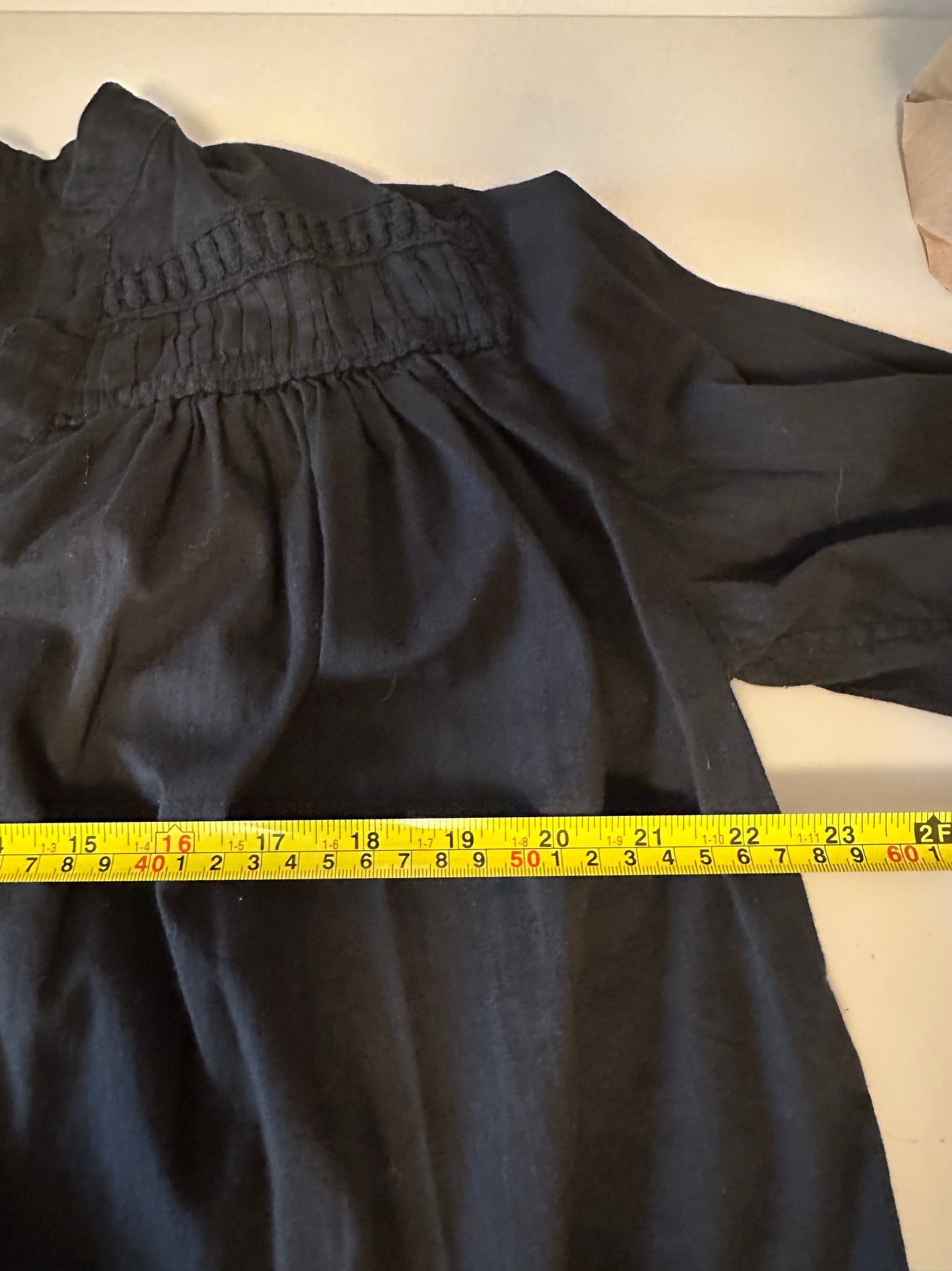 Nili Lotan Clarys Cotton Smocked Peasant Blouse in Black | Size Small
