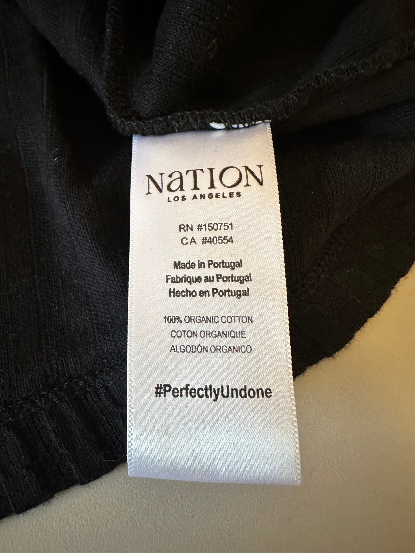 Nation LTD Organic Cotton Cable Knit Textured Long Sleeve T-Shirt in Black | Size Medium
