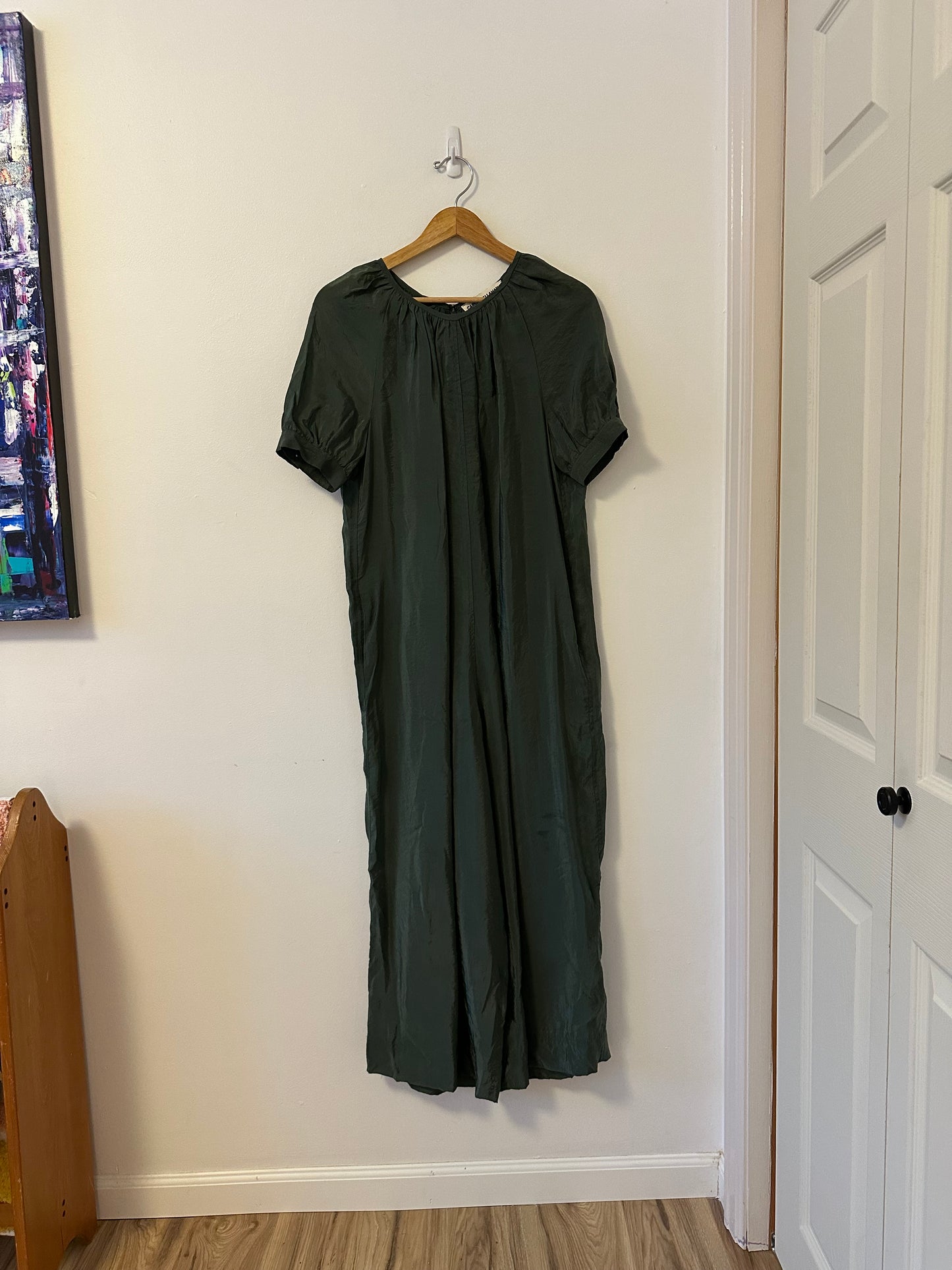 Caron Callahan Theos Green Bouncy Cupro Jumpsuit | Size Small