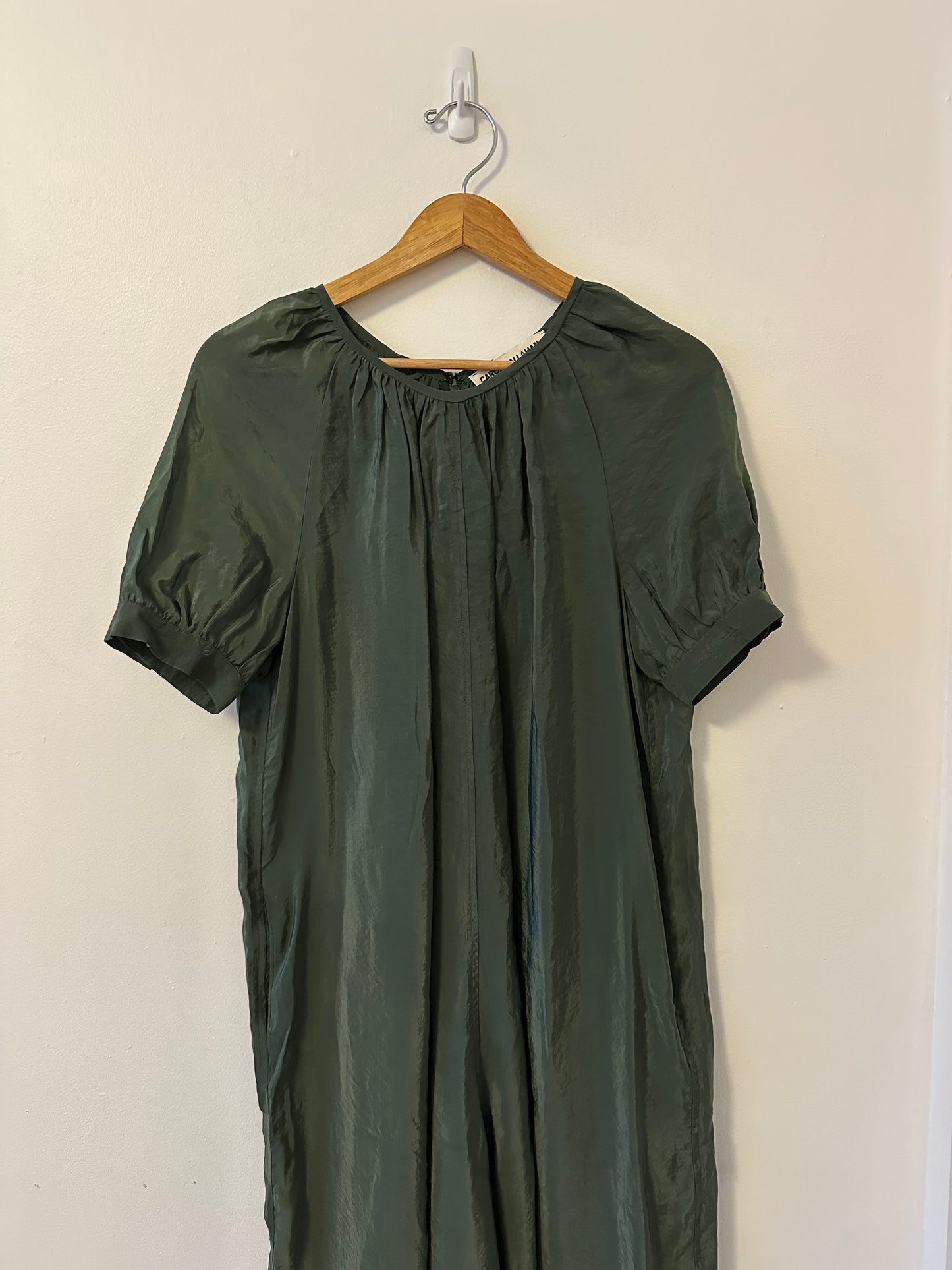 Caron Callahan Theos Green Bouncy Cupro Jumpsuit | Size Small