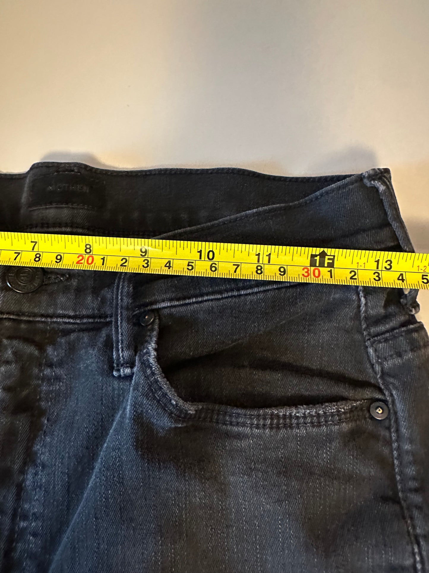 Mother Stunner Zip Ankle Step Fray Jeans in Not Guilty Black Wash | Size 29