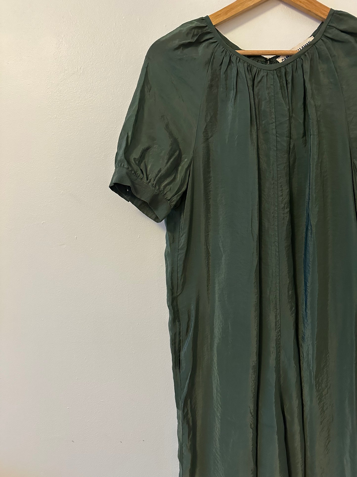 Caron Callahan Theos Green Bouncy Cupro Jumpsuit | Size Small