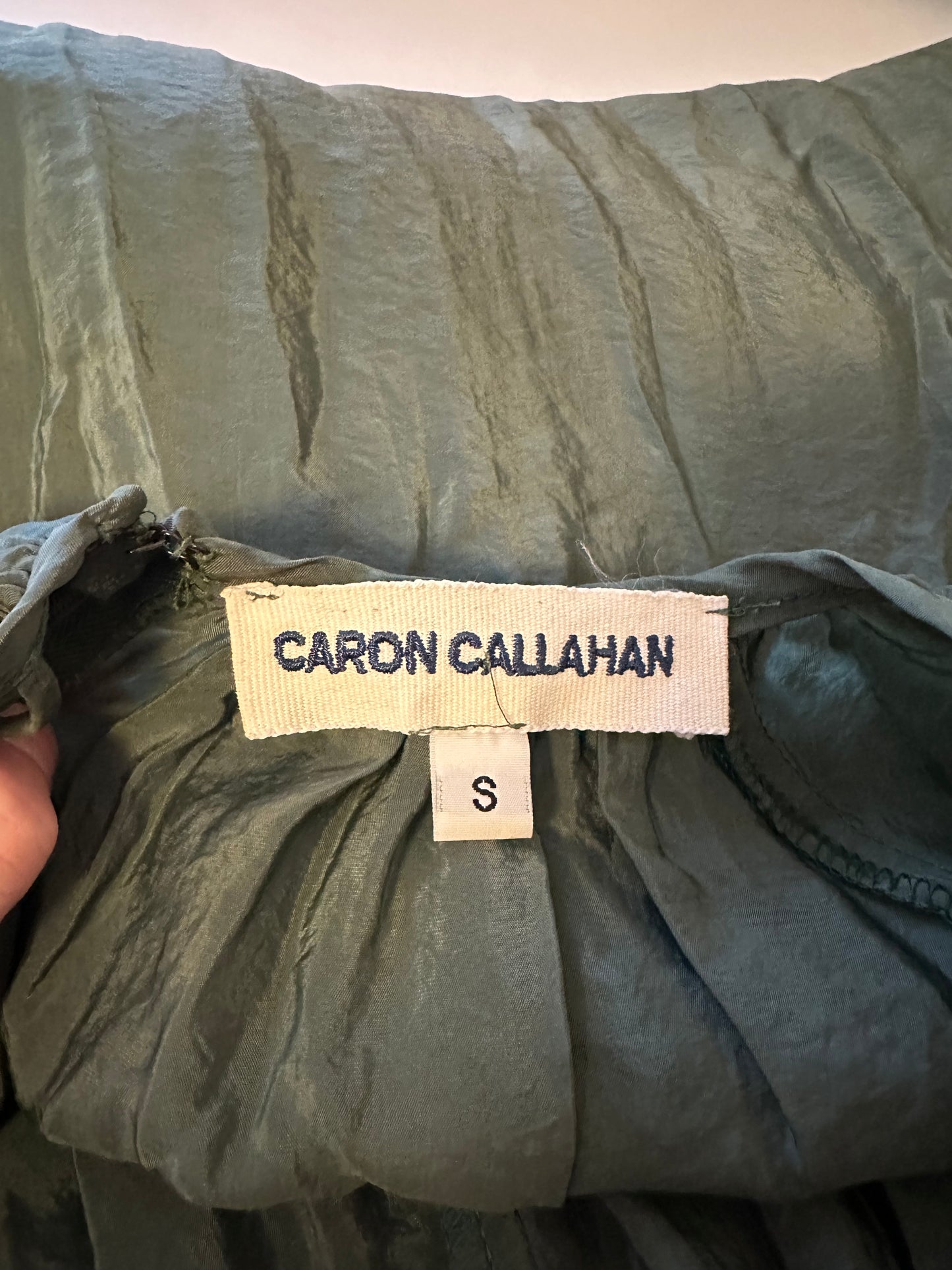 Caron Callahan Theos Green Bouncy Cupro Jumpsuit | Size Small