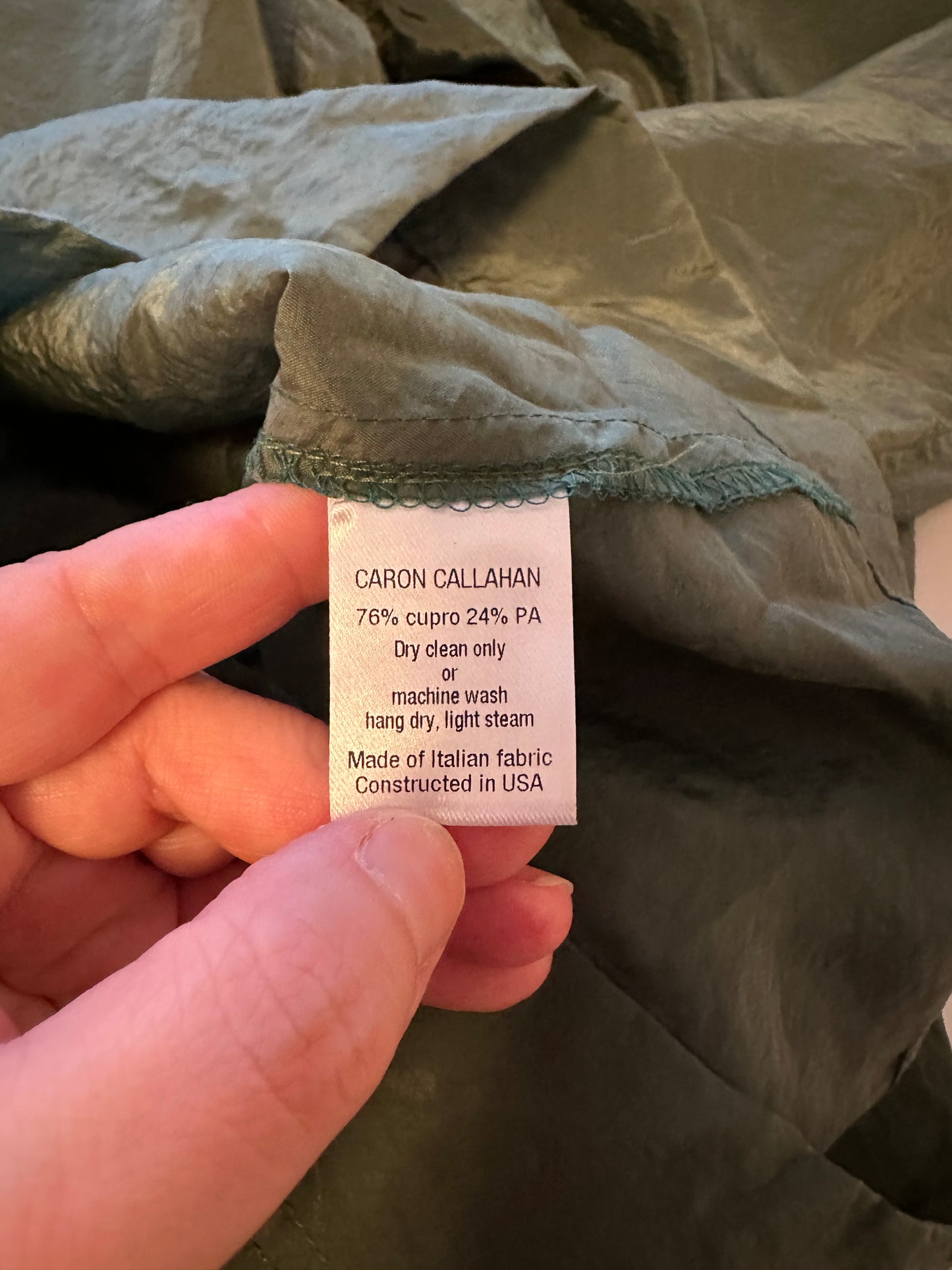 Caron Callahan Theos Green Bouncy Cupro Jumpsuit | Size Small