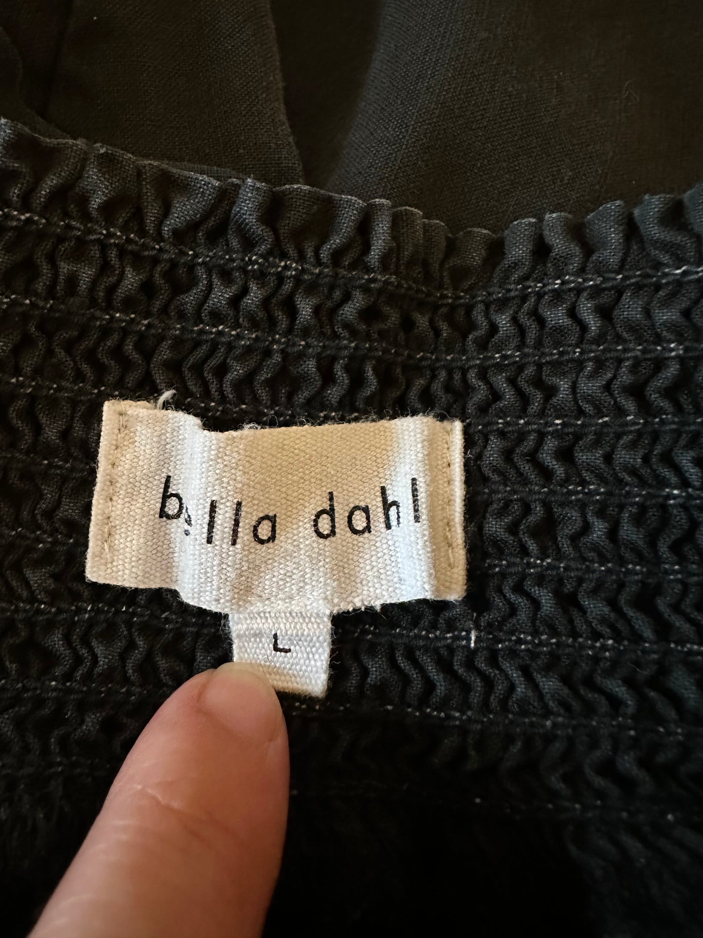 Bella Dahl Black Smocked Waist Wide Leg Pants | Size Large