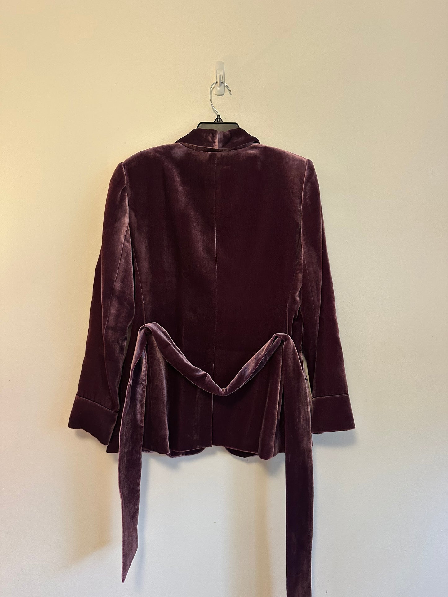 Ted Baker London Purple Silk Blend Velvet Shawl Collar Belted Blazer Jacket | Size 4