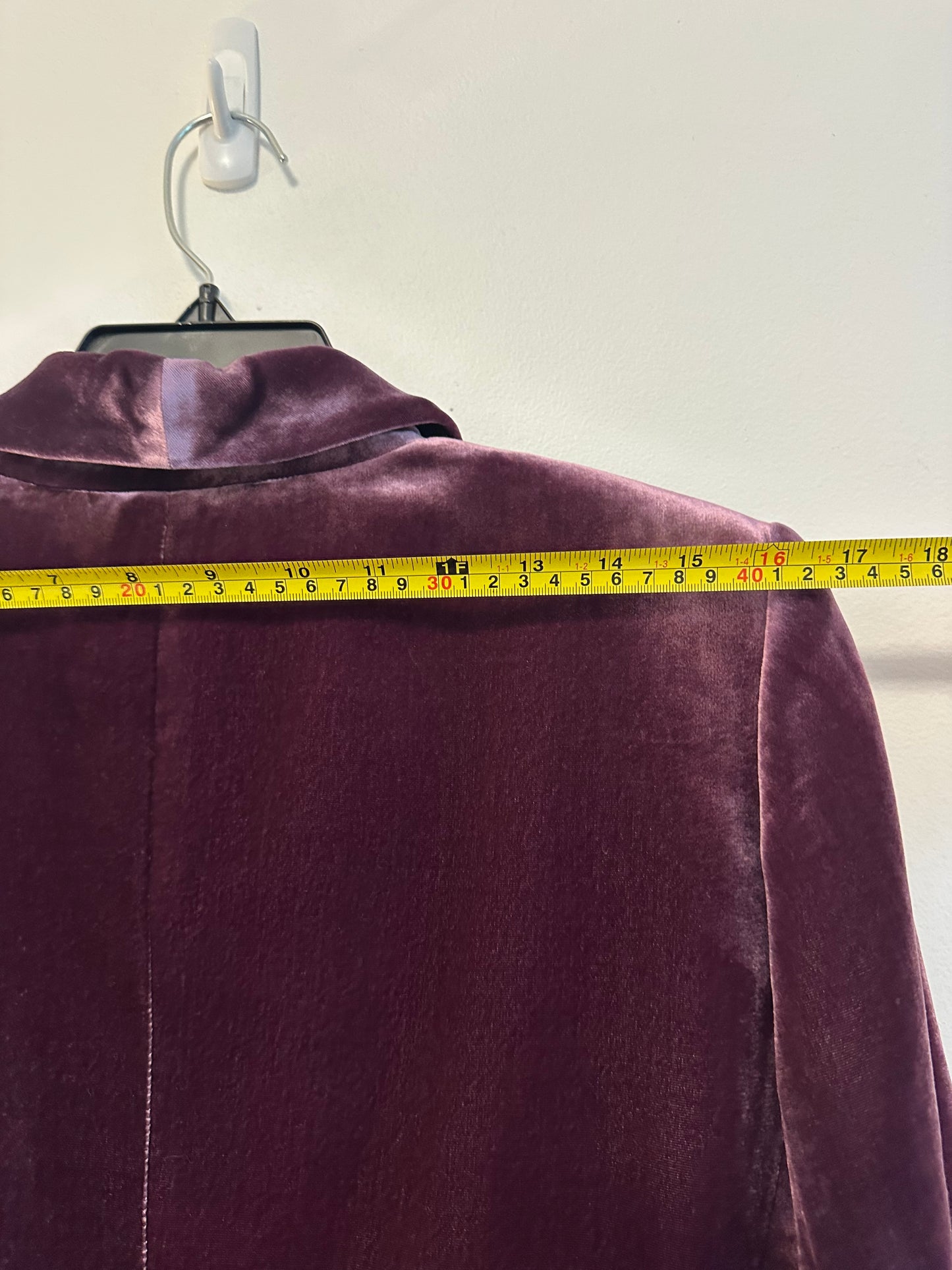 Ted Baker London Purple Silk Blend Velvet Shawl Collar Belted Blazer Jacket | Size 4