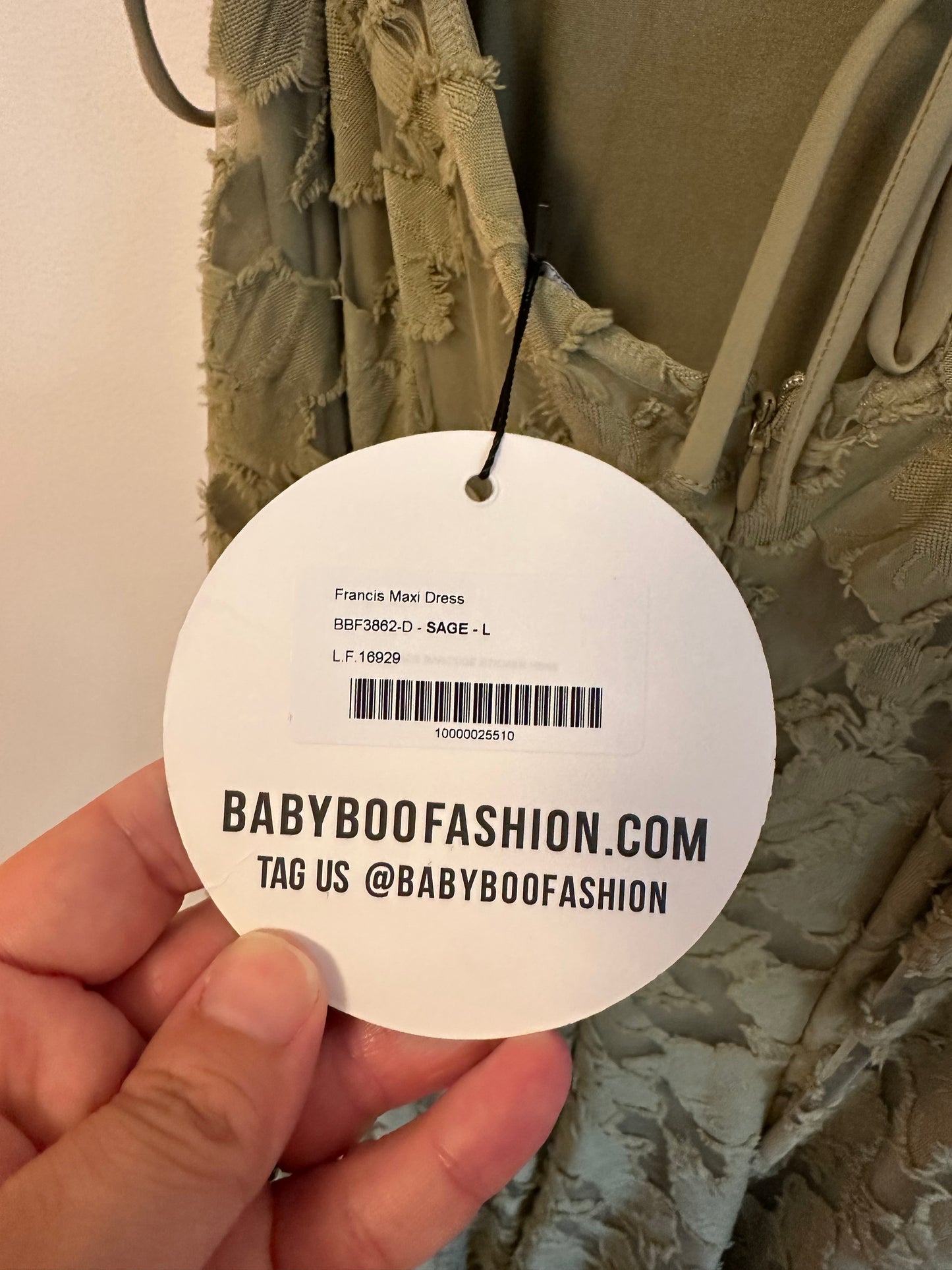 NWT Babyboo Francis Maxi Dress in Sage Green | Size Large