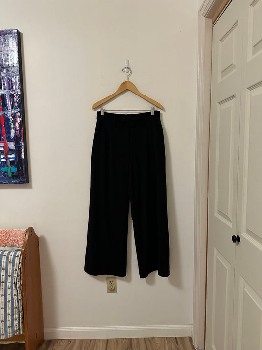American Eagle Black Curvy Wide Leg Trousers | Size 8