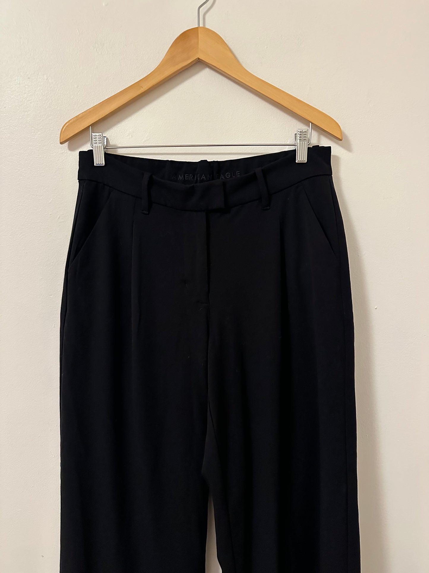 American Eagle Black Curvy Wide Leg Trousers | Size 8