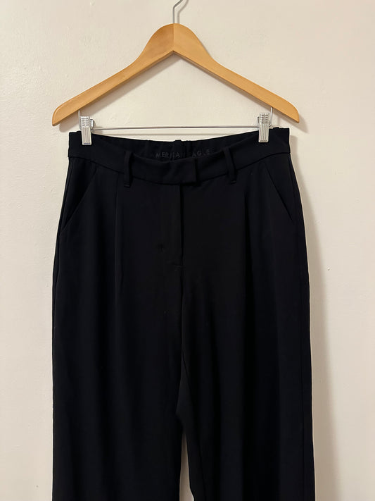 American Eagle Black Curvy Wide Leg Trousers | Size 8