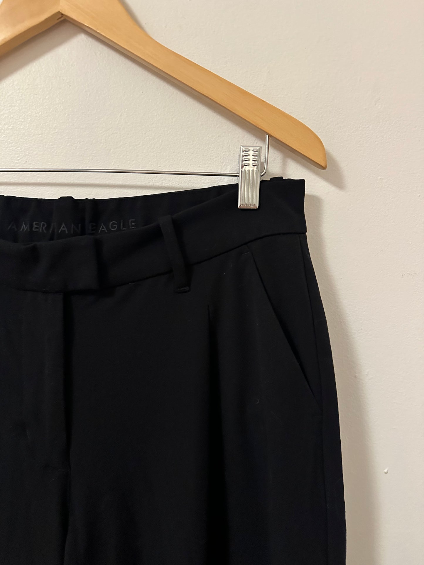 American Eagle Black Curvy Wide Leg Trousers | Size 8