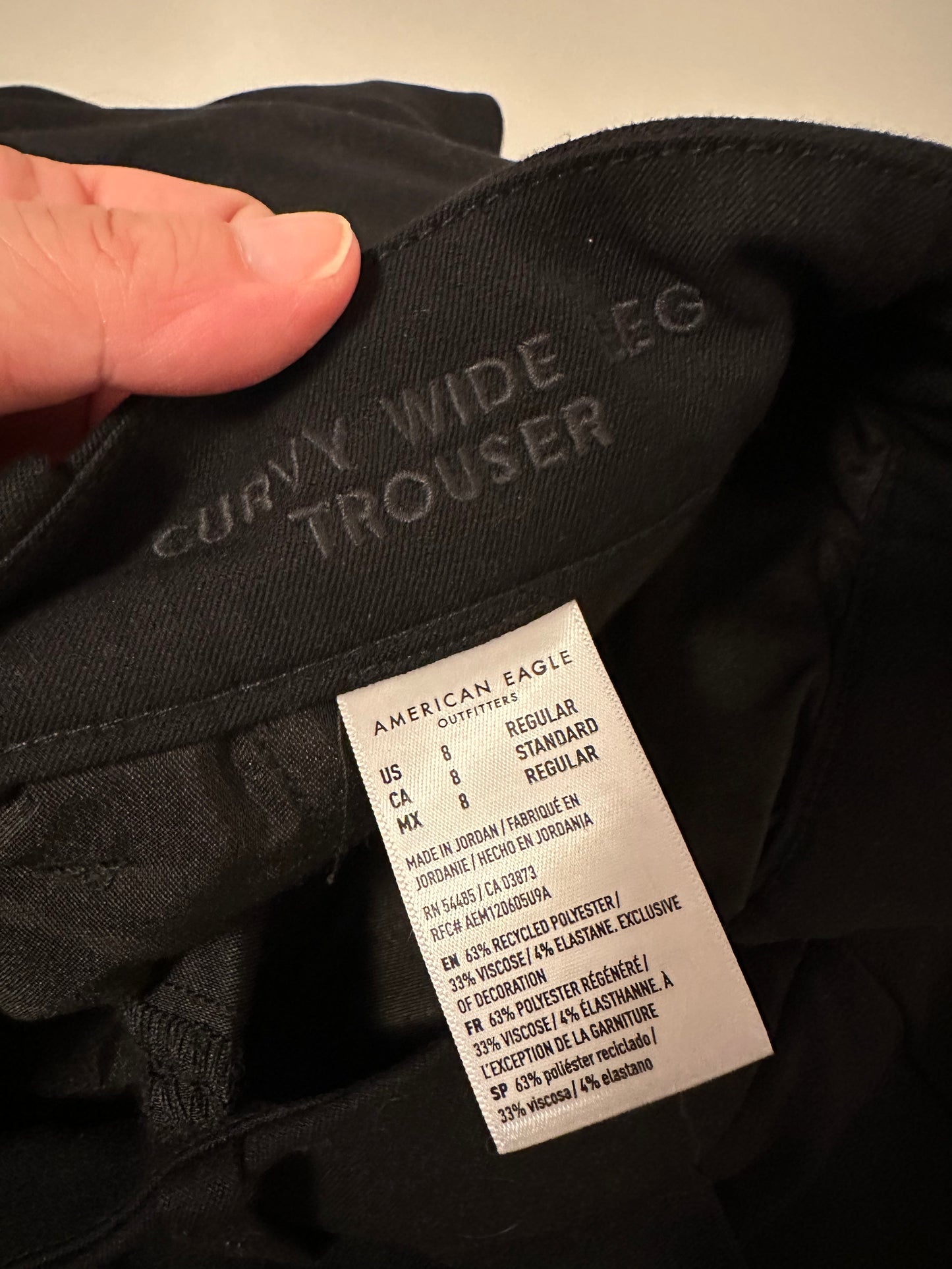 American Eagle Black Curvy Wide Leg Trousers | Size 8